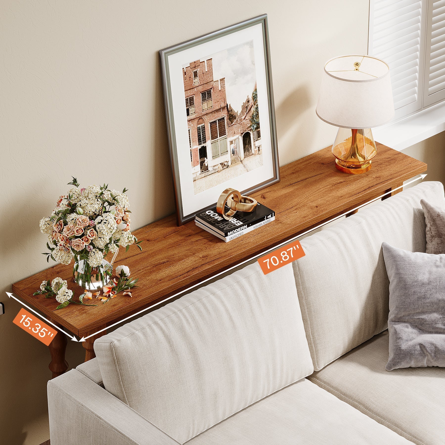 180 cm Console Table, Wood Sofa Table Behind Couch