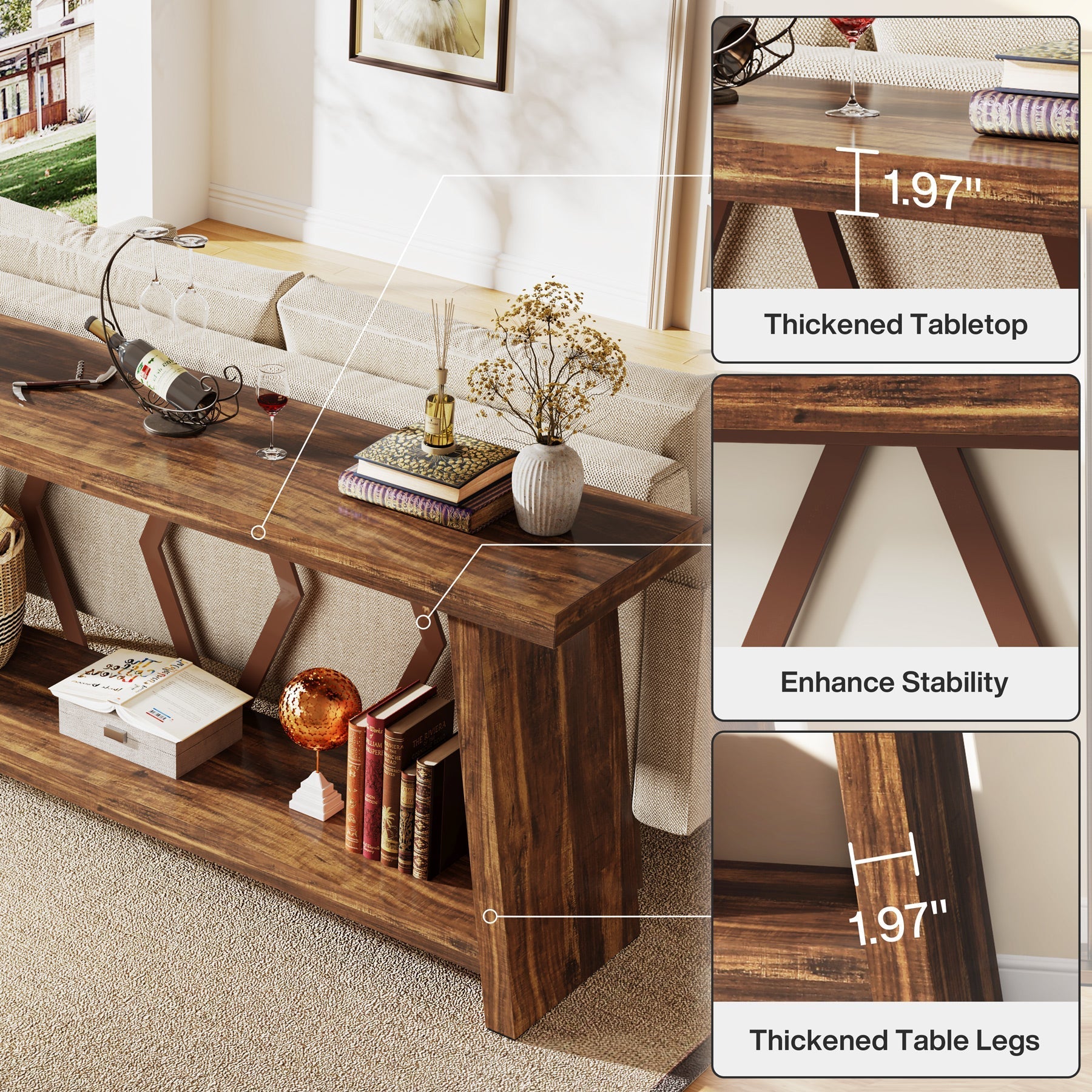 180-CM Console Sofa Table with Storage for Entryway Living Room