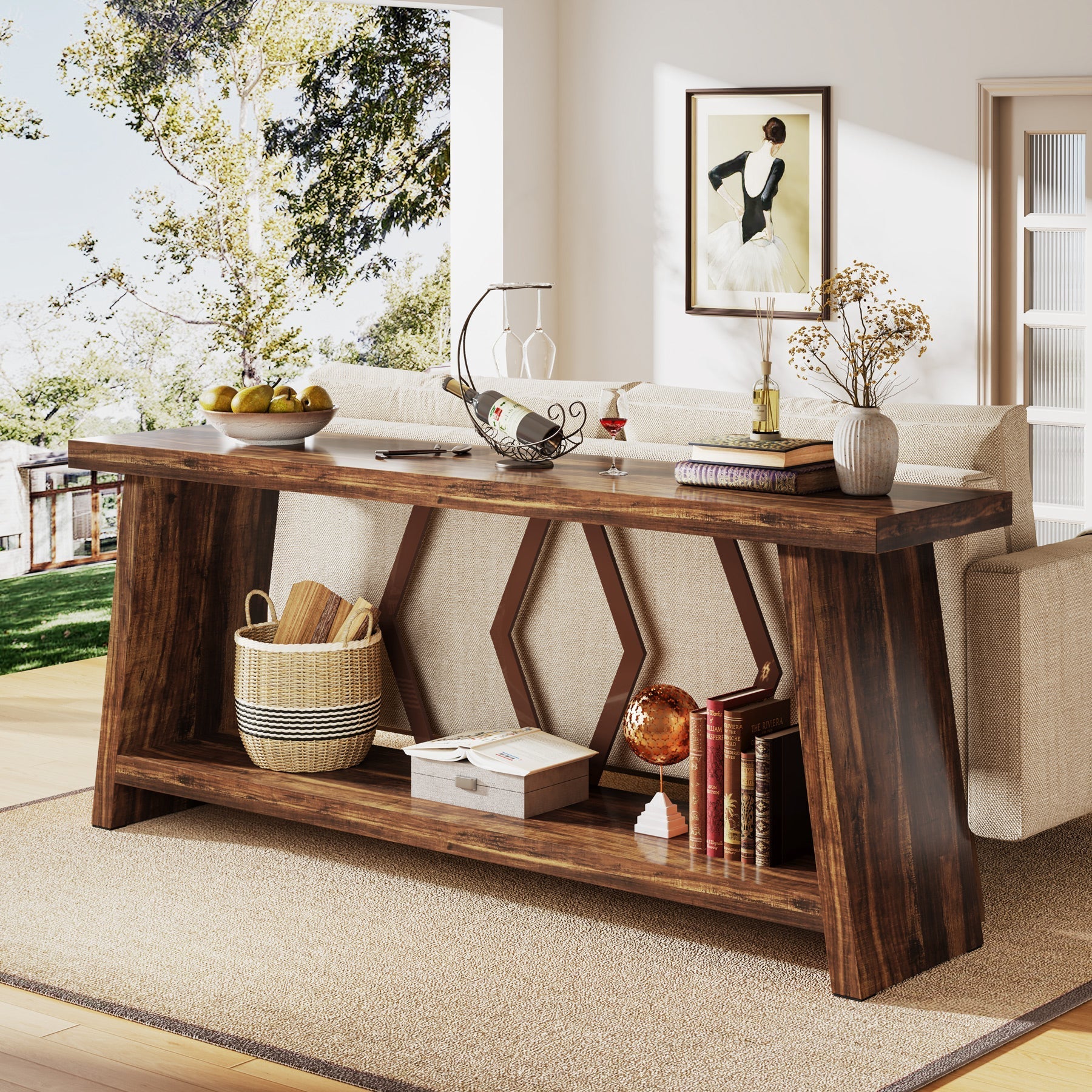 180-CM Console Sofa Table with Storage for Entryway Living Room