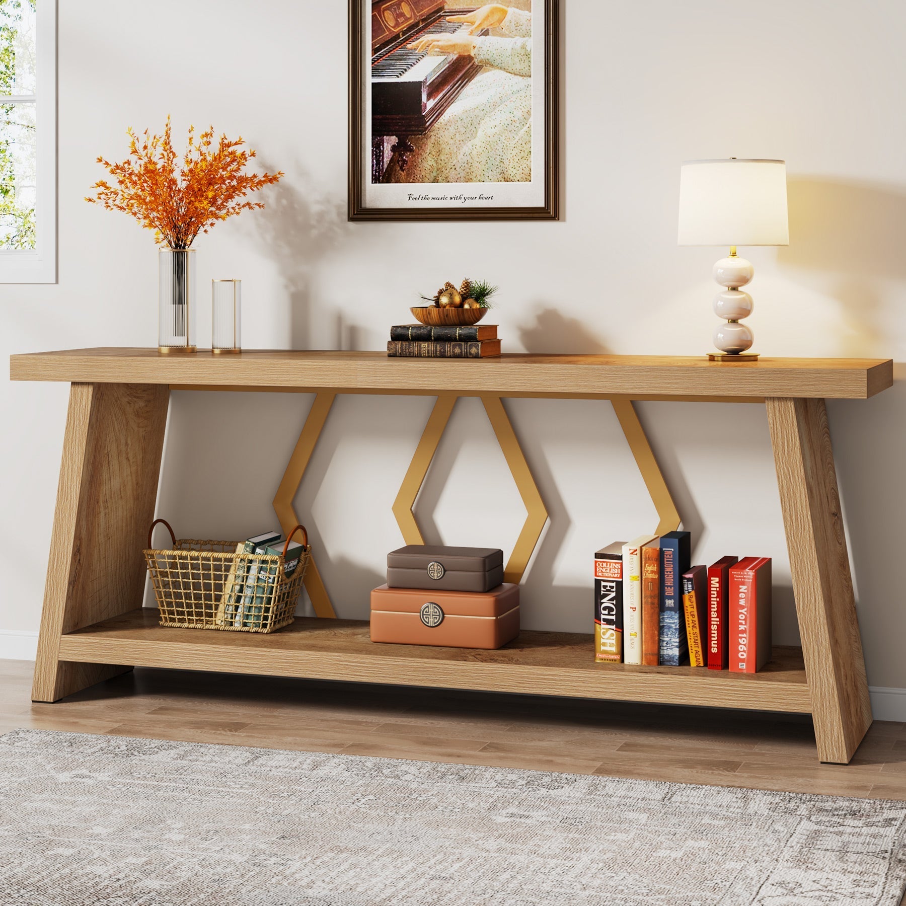 180-CM Console Sofa Table with Storage for Entryway Living Room