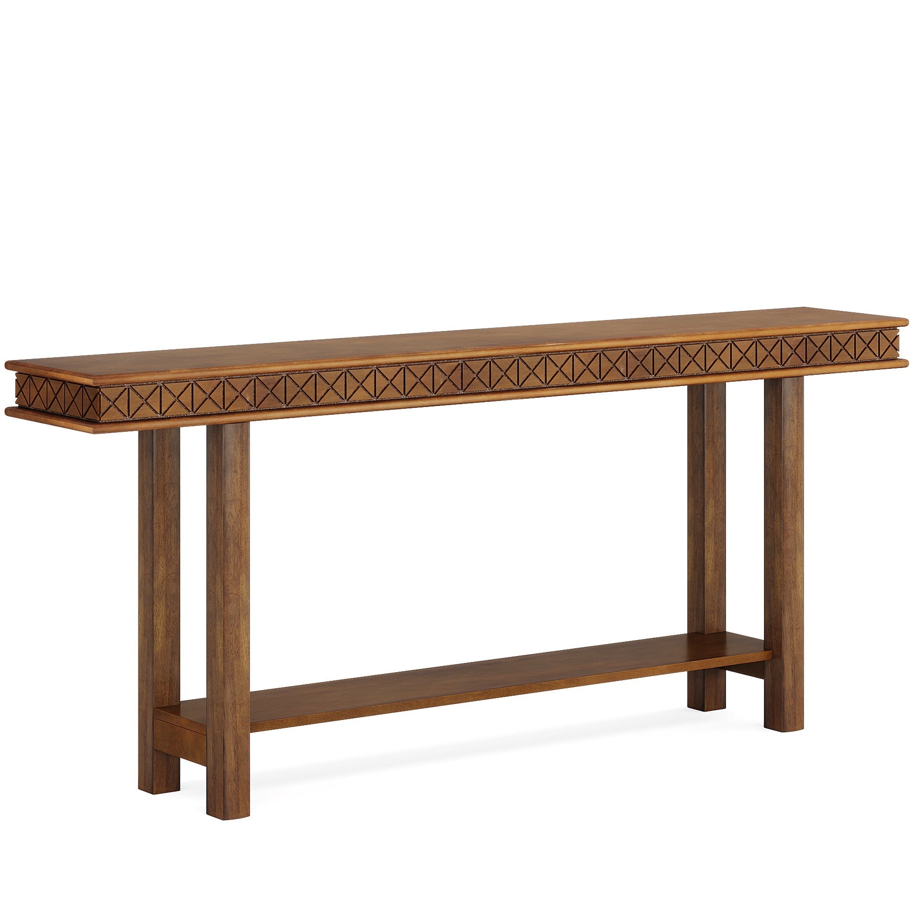 180-CM Console Table, Wood 2-Tier Sofa Table Long Entryway Accent Table