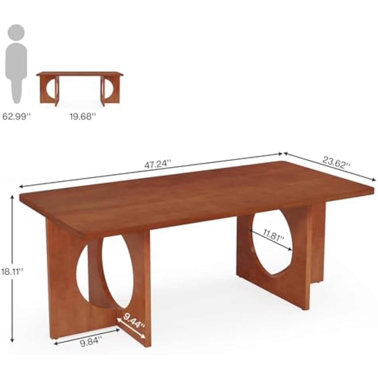 Chic 120cm Rectangle Coffee Table with Geometric Base - Heavy-Duty, & Scratch-Resistant Wooden Centerpiece for Living Room