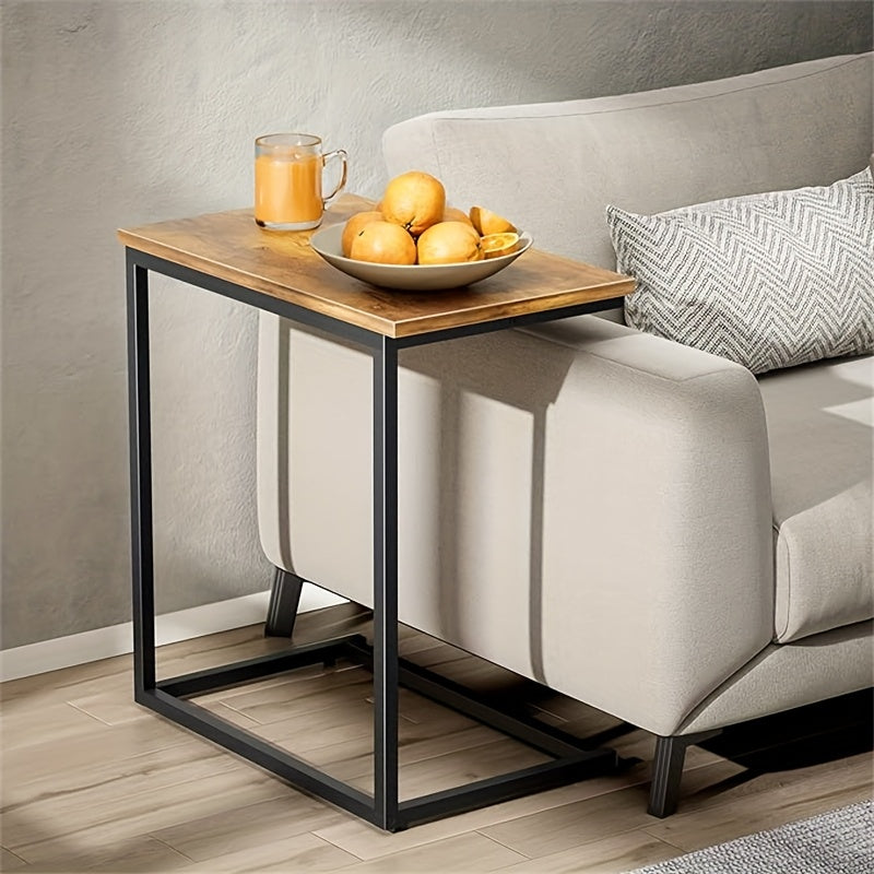 1pc 68cm Tall C-Shaped Side Table, Living Room Sofa Side Table Golden Metal Frame Vintage Sofa Side Table With Heavy Duty Metal Frame Stylish Sofa Companion For Snacks, Compact Design, Perfect For Small Spaces And