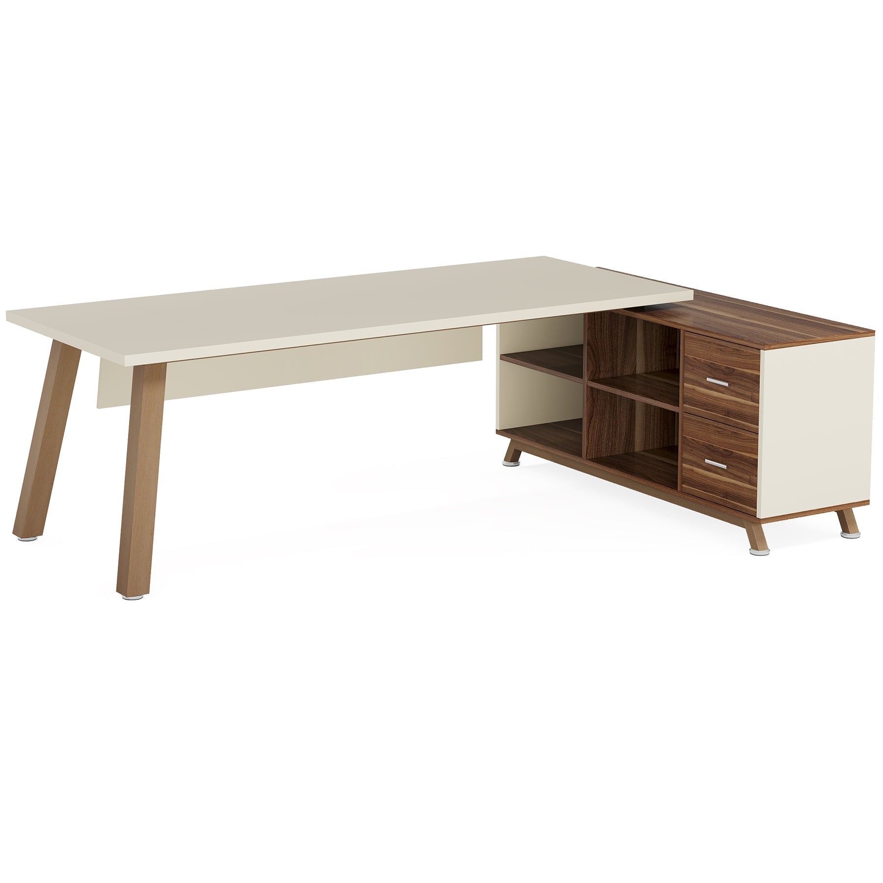 180 cm Executive Desk, L-Shaped Computer Desk Office Desk with File Cabinet