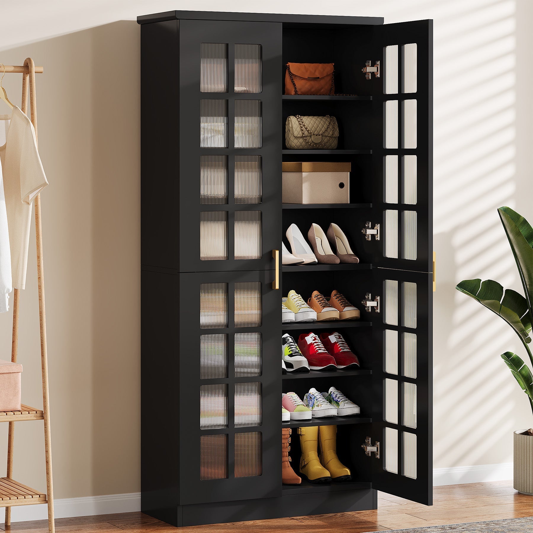 180 cm Shoe Cabinet, 8-Tier Shoe Storage Racks with Adjustable Shelves