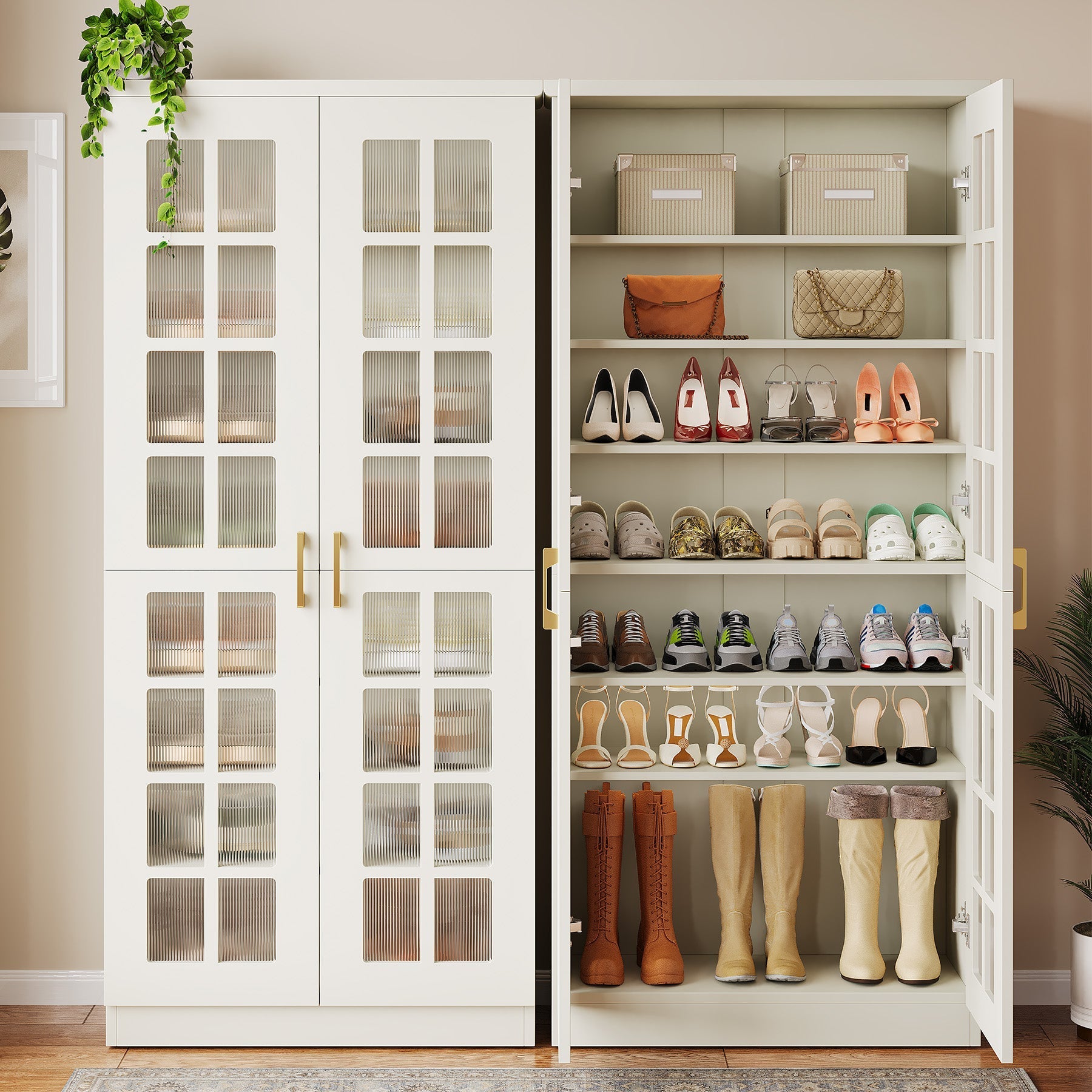 180 cm Shoe Cabinet, 8-Tier Shoe Storage Racks with Adjustable Shelves