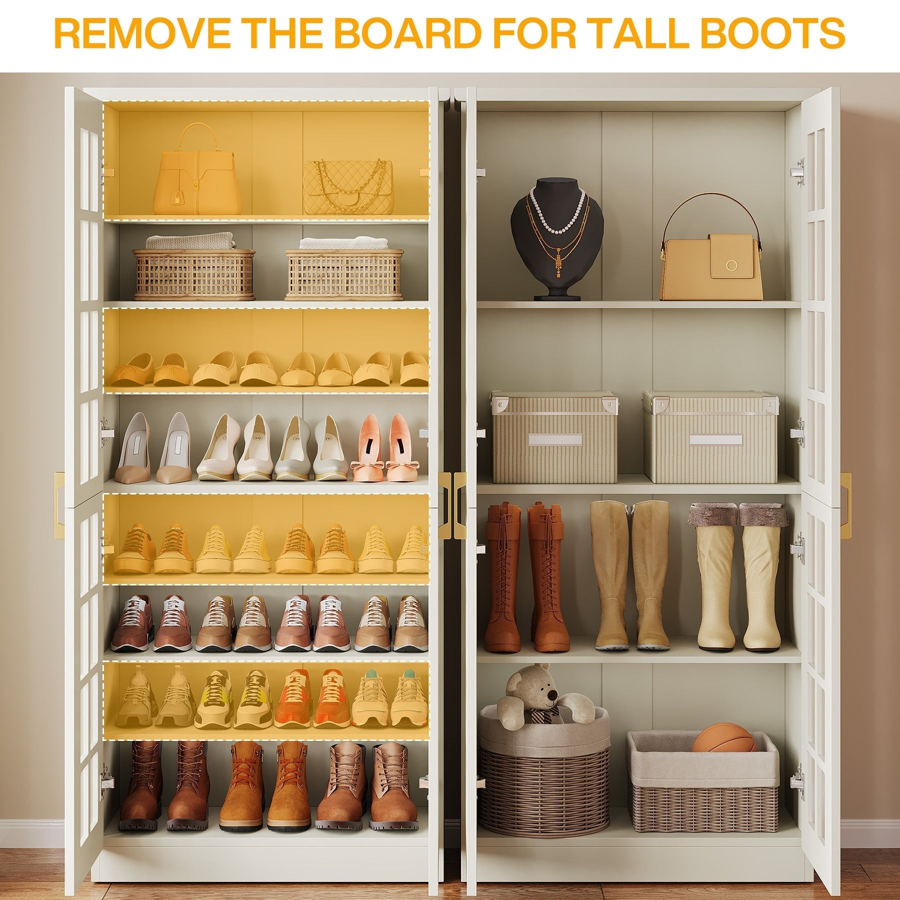 180 cm Shoe Cabinet, 8-Tier Shoe Storage Racks with Adjustable Shelves