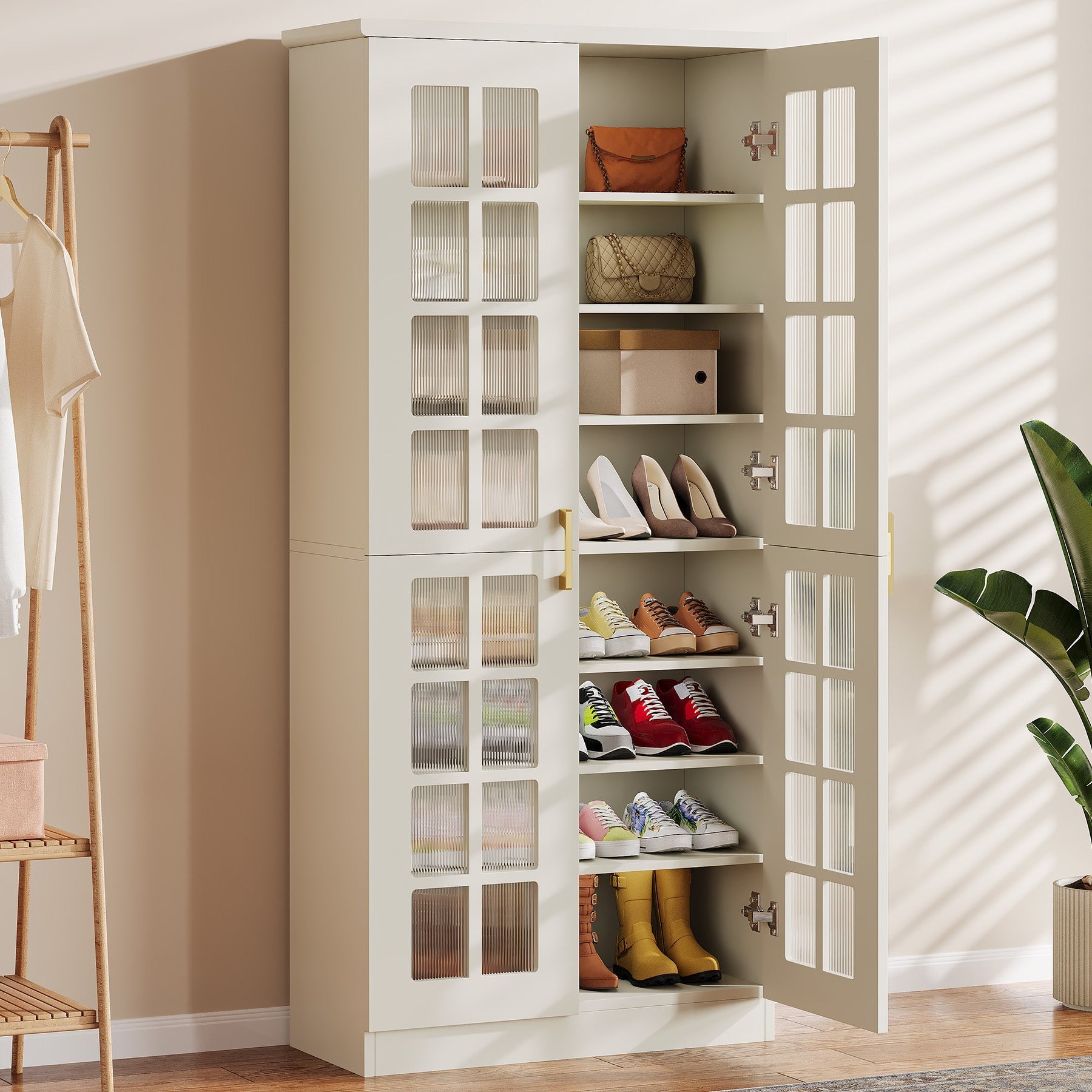 180 cm Shoe Cabinet, 8-Tier Shoe Storage Racks with Adjustable Shelves