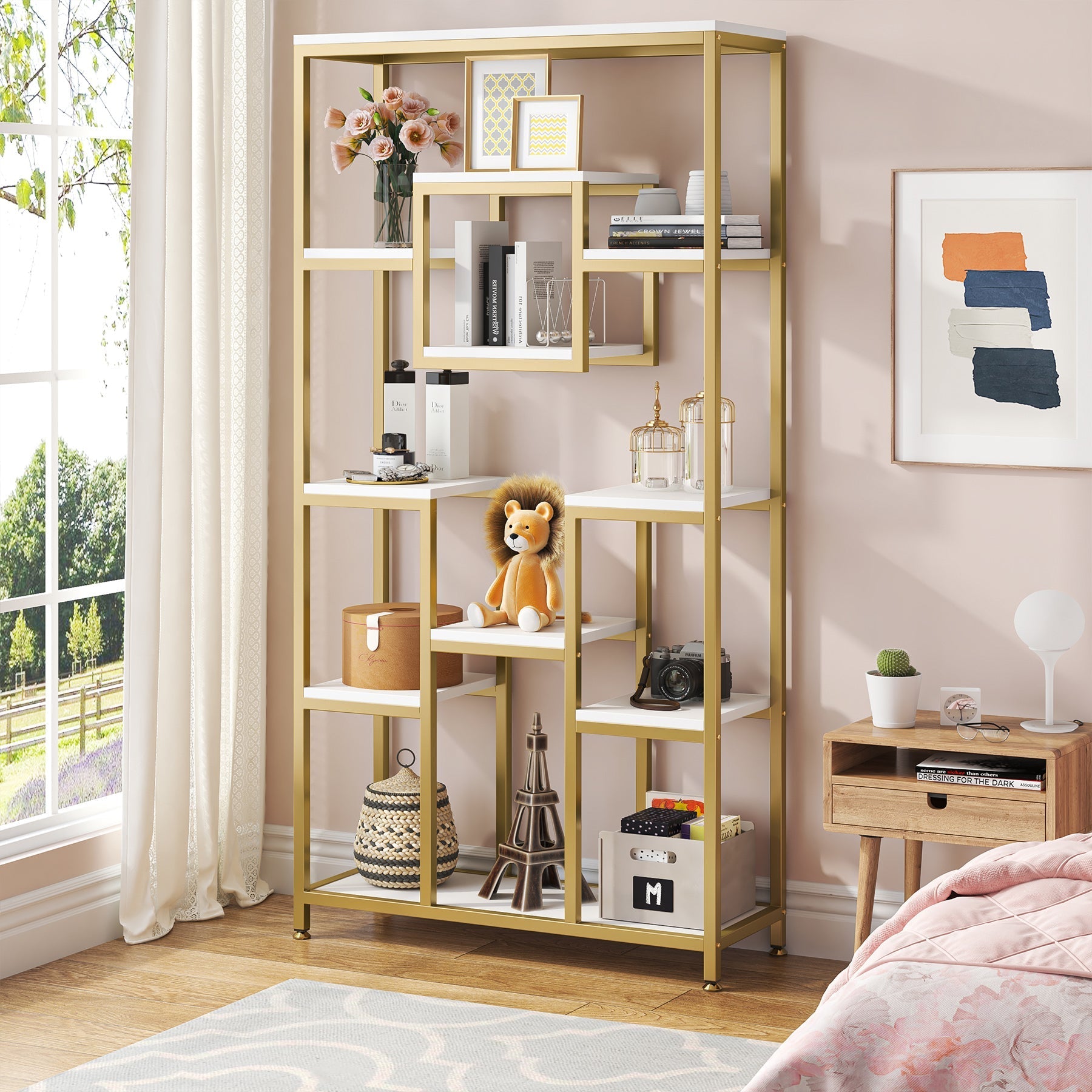 180 cm Tall Bookshelf, Modern 11-Tier Bookcase Display Shelf