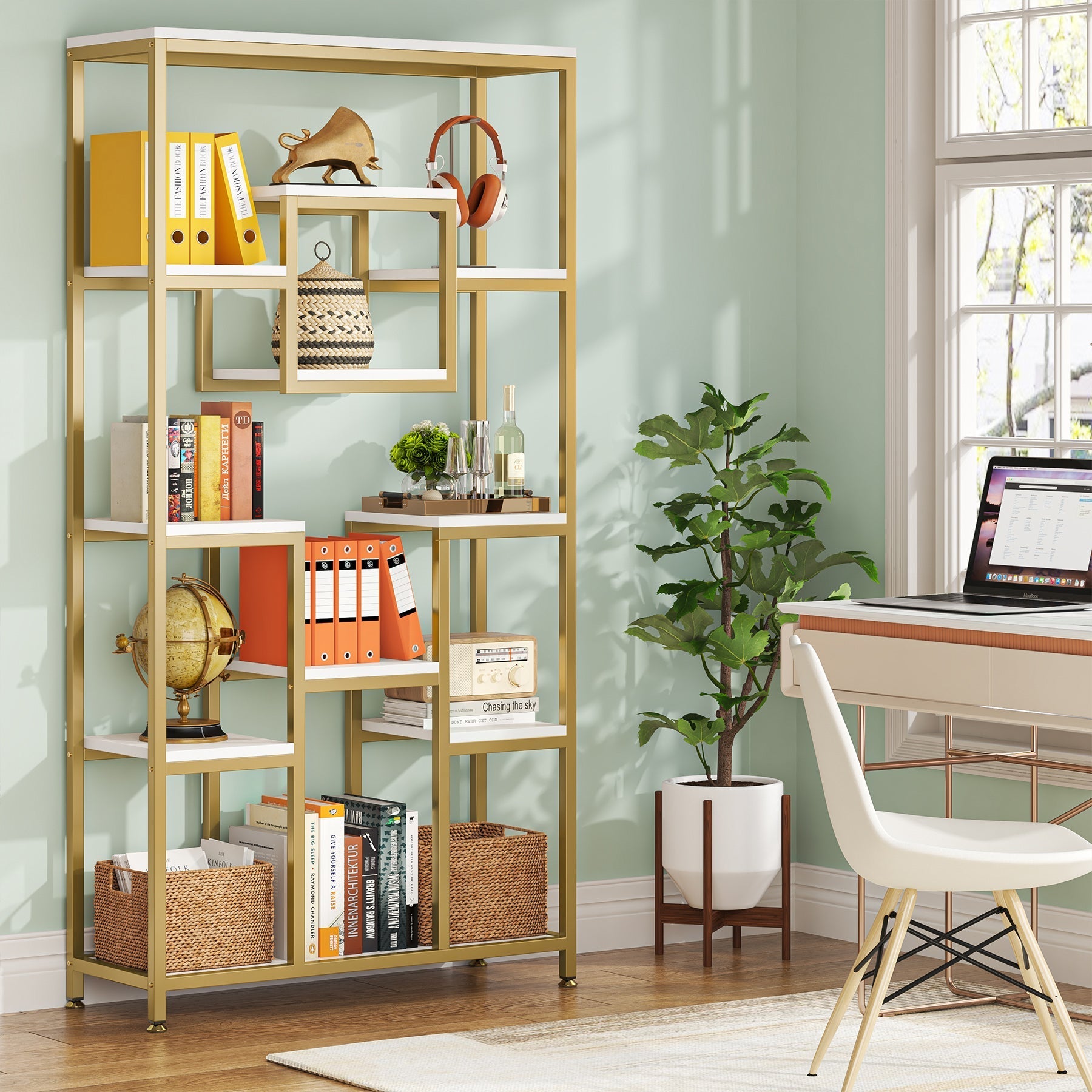 180 cm Tall Bookshelf, Modern 11-Tier Bookcase Display Shelf