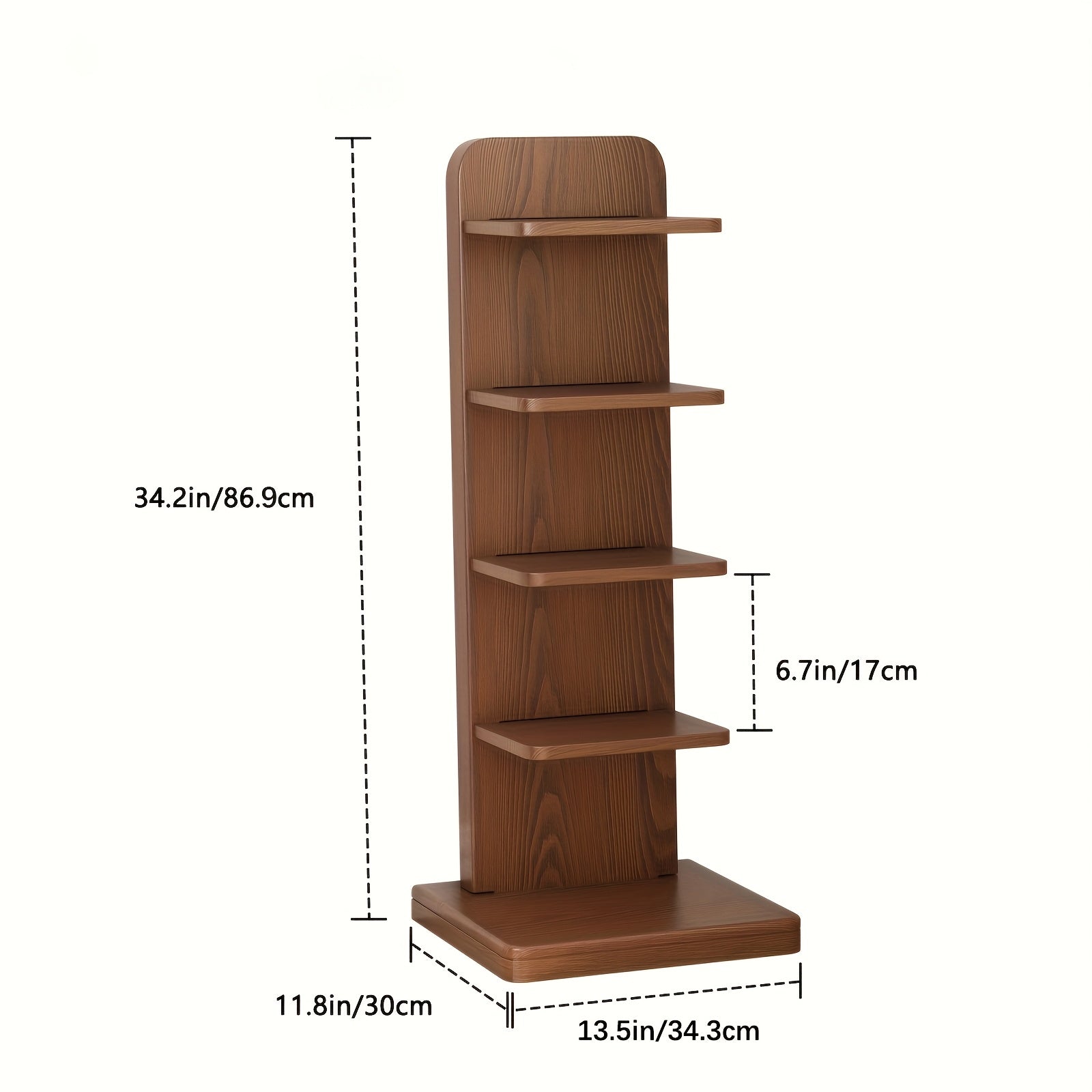 Furniture For Home Narrow Bookshelf, Ladder Bookshelf, 5 Shelf Bookcase, Mid Century Modern Bookshelf With Freestanding Display Shelves, Anti-tip Device And Thickened Base, Wood Bookshelf For Living Room, Apartment,