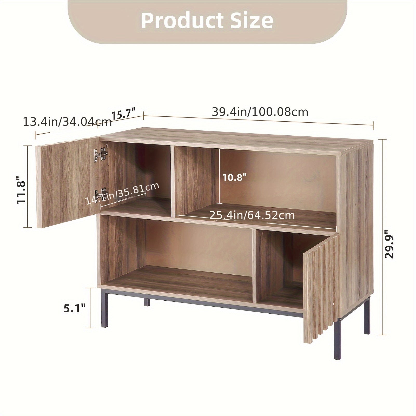 Entryway Table, Modern Farmhouse Buffet Storage Cabinet, Console Table Behind Couch Table With Display Shelf And Metal Legs, Accent Cabinet For Living Room Hallway (in cm)