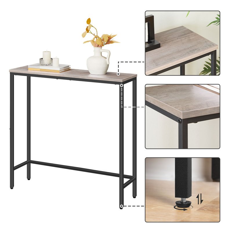 Narrow Console Table, 75 cm Small Entryway Table, Thin Sofa Table, Side Table, Display Table for Hallway, Bedroom, Living Room, Foyer, Greige and Black, Black, White and Golden