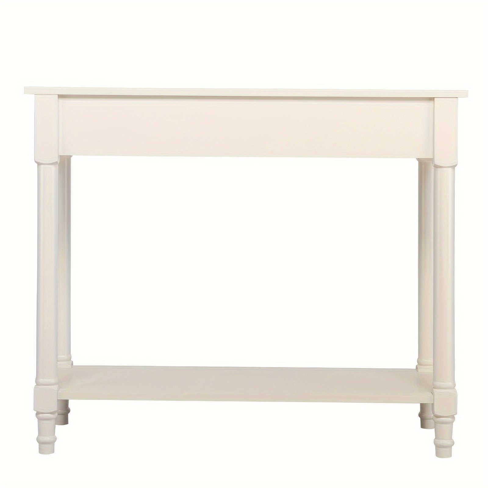 2-Tier Console Table with 2 Drawers, Console Tables for Entryway, Sofa Table with Storage Shelves, Entryway Table Behind Sofa Couch, for Living Room, Kitchen, Cream White (Dimensions in cm)