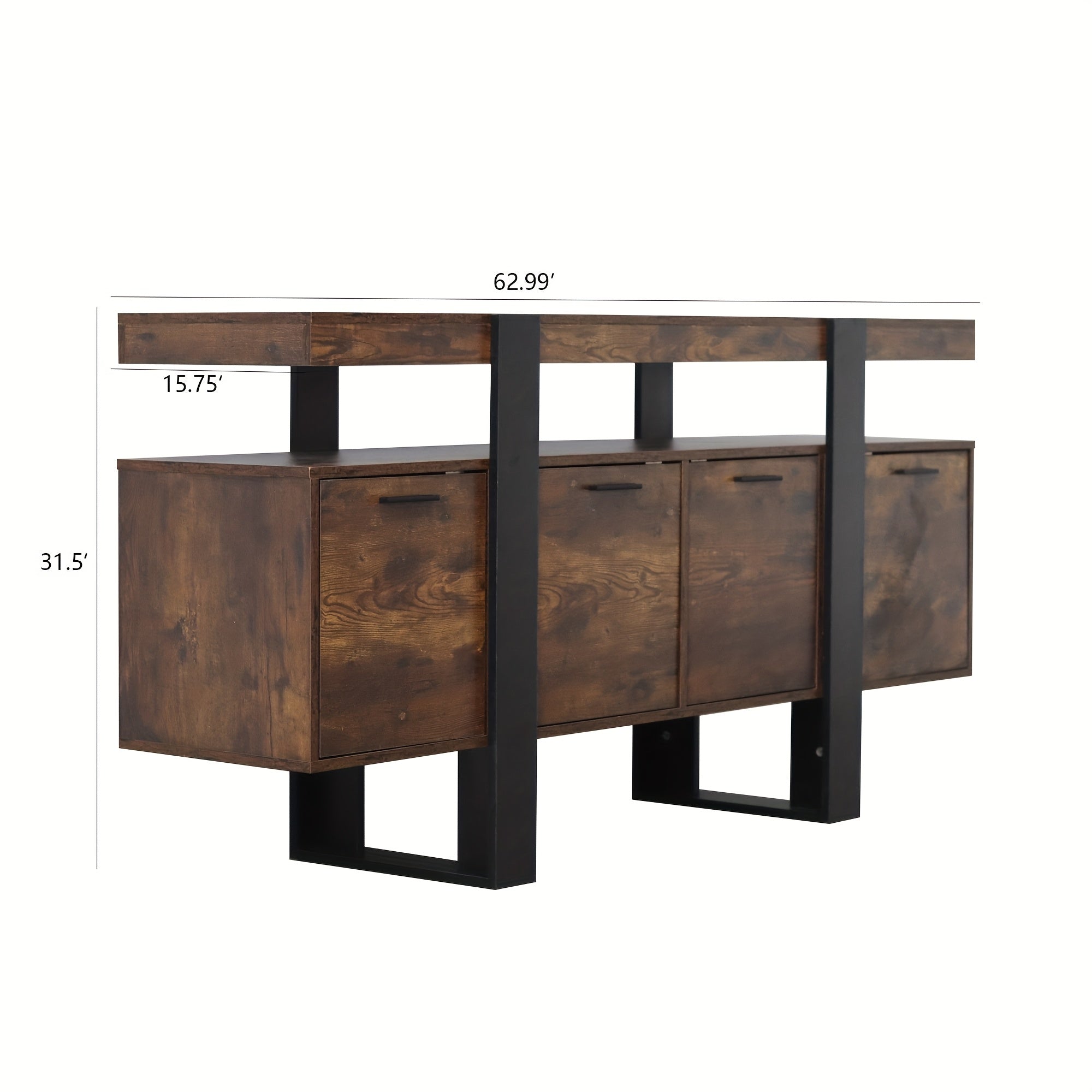 Rustic Brown TV Stand for 140-152cm TVs - Mid-Century Modern Entertainment Center with Storage, Freestanding Wooden Console for Living Room