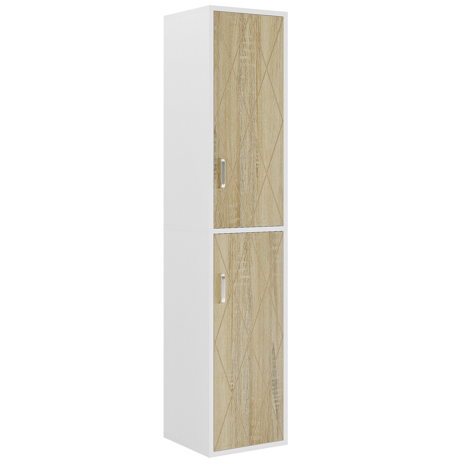 190 cm Wood Storage Cabinet, Free-Standing Cube Cabinet with 6 Shelves