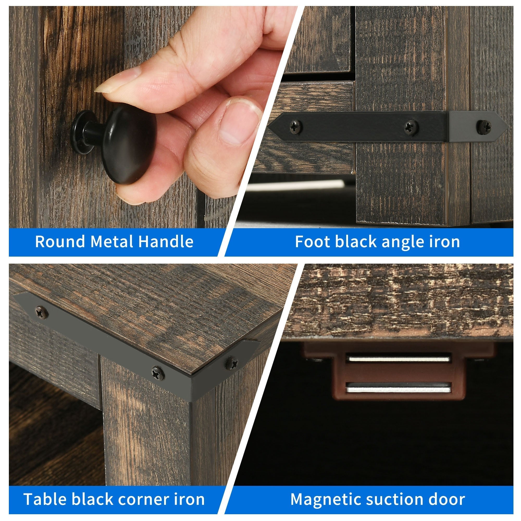 Homshop Rustic Wooden End Table with Built-In USB Charging Port - Perfect for Bedroom, Living Room, or Office Decor