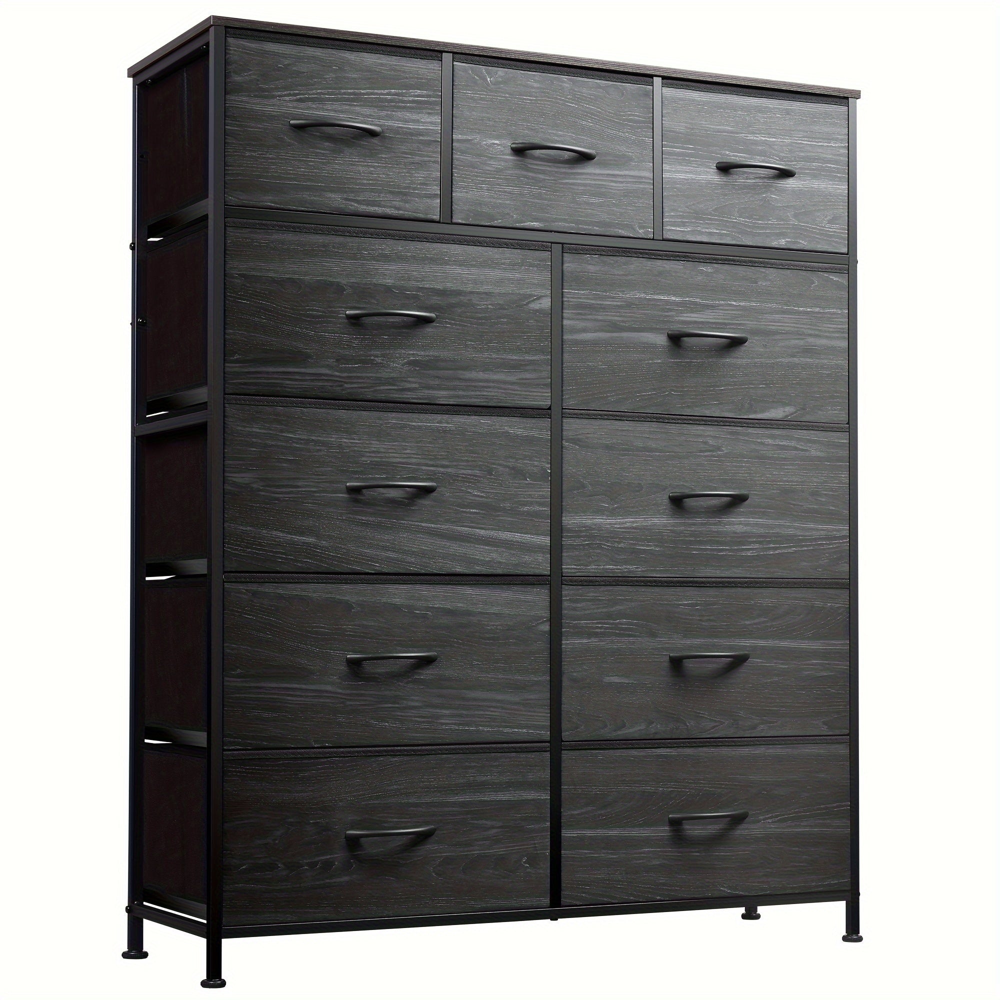 Tall Dresser for Bedroom, Fabric Dresser Storage Tower, Dresser & Chest of Drawers Organizer Unit with 11 Drawers, Storage Cabinet, Hallway, Closets, Steel Frame, Wood Top