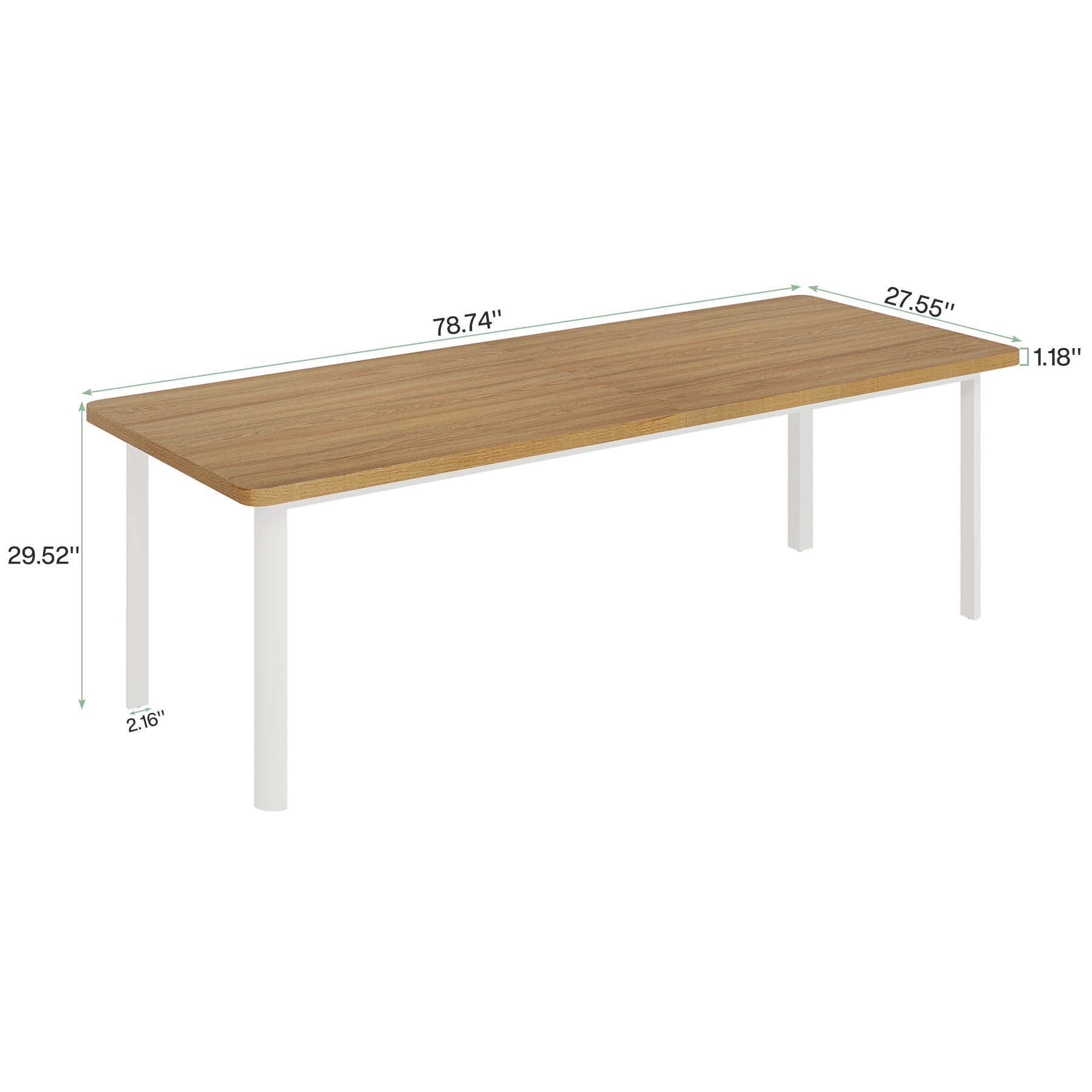 198 cm Computer Desk, Wood Office Desk Writing Table