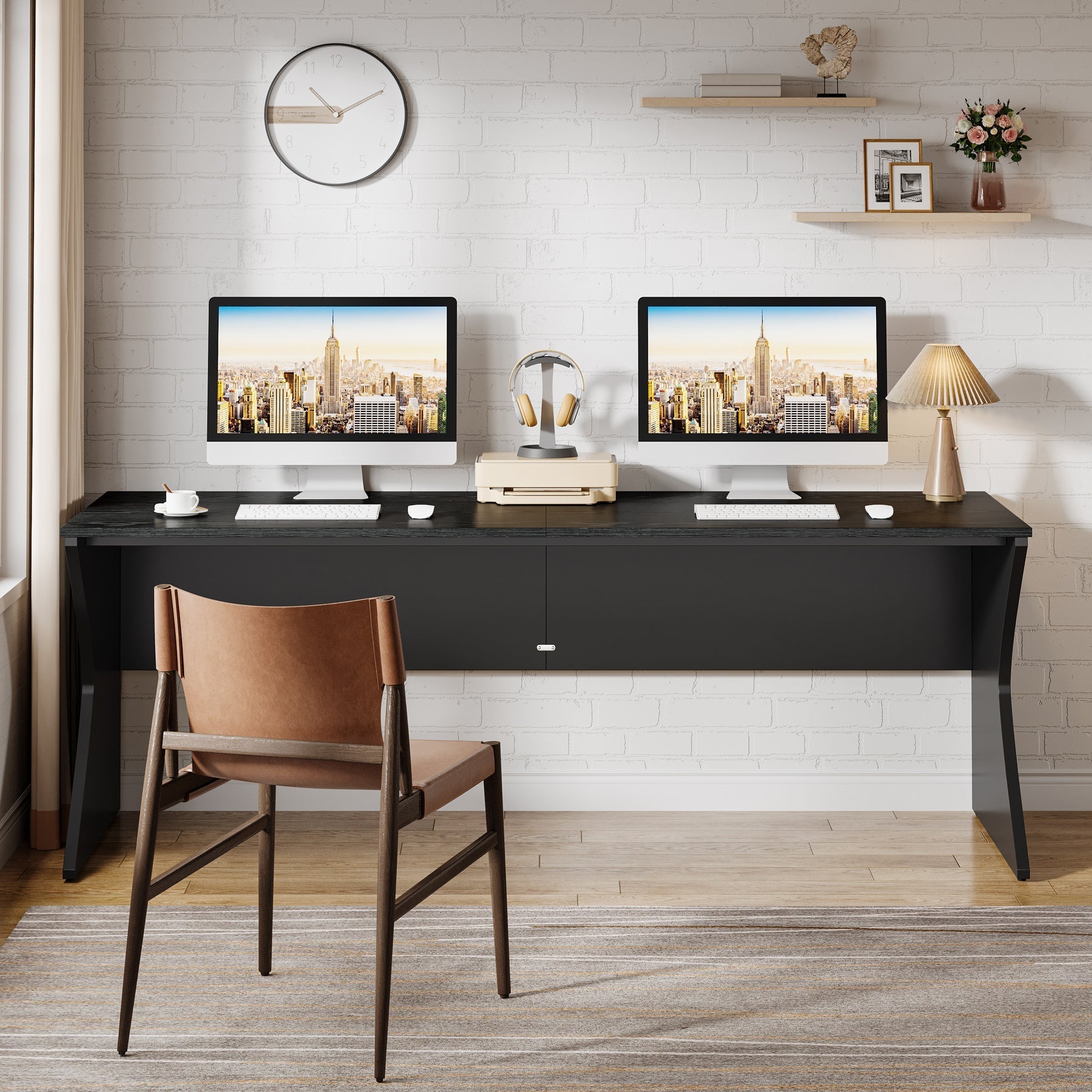 198 cm Two-Person Desk, Long Executive Computer Desk Writing Desk