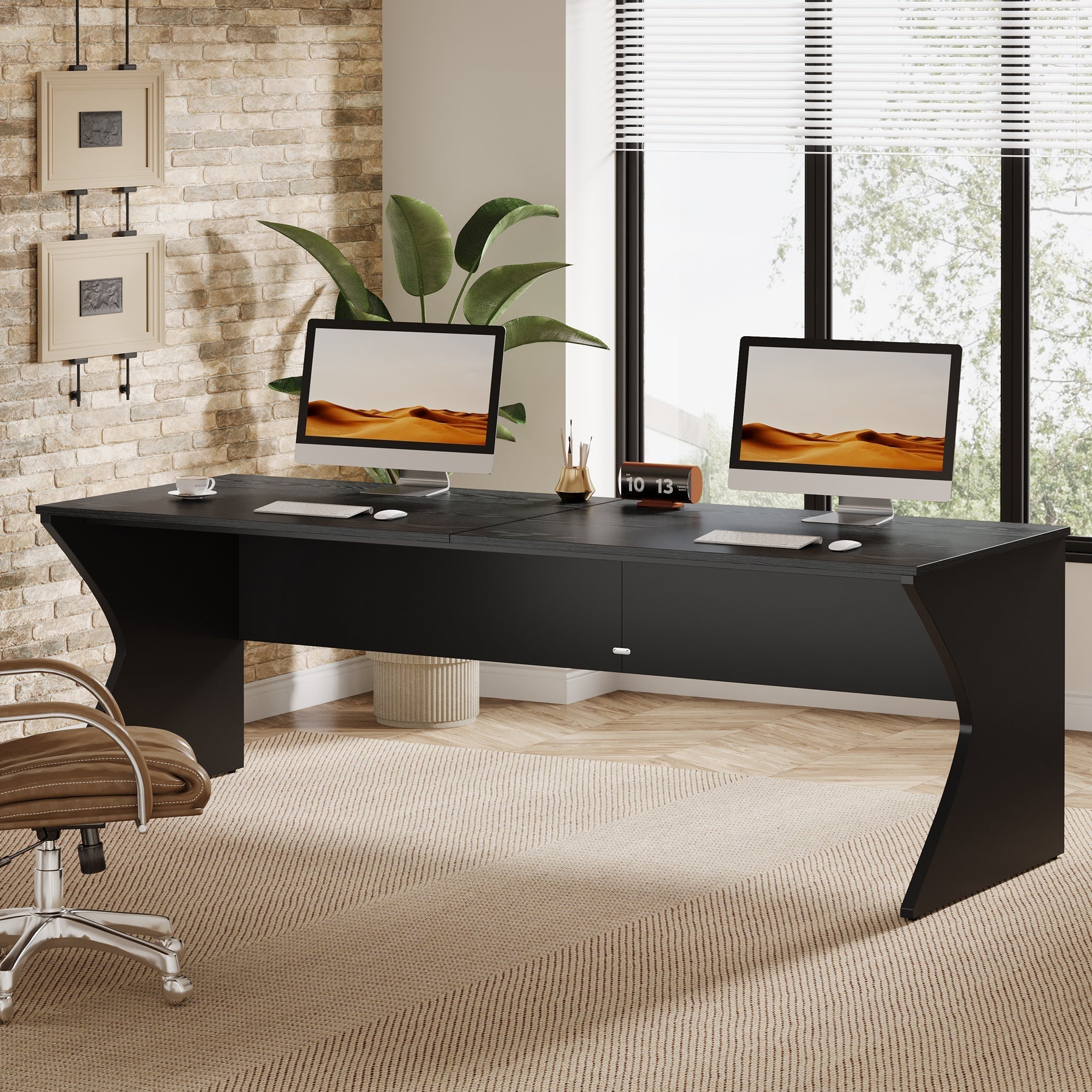 198 cm Two-Person Desk, Long Executive Computer Desk Writing Desk