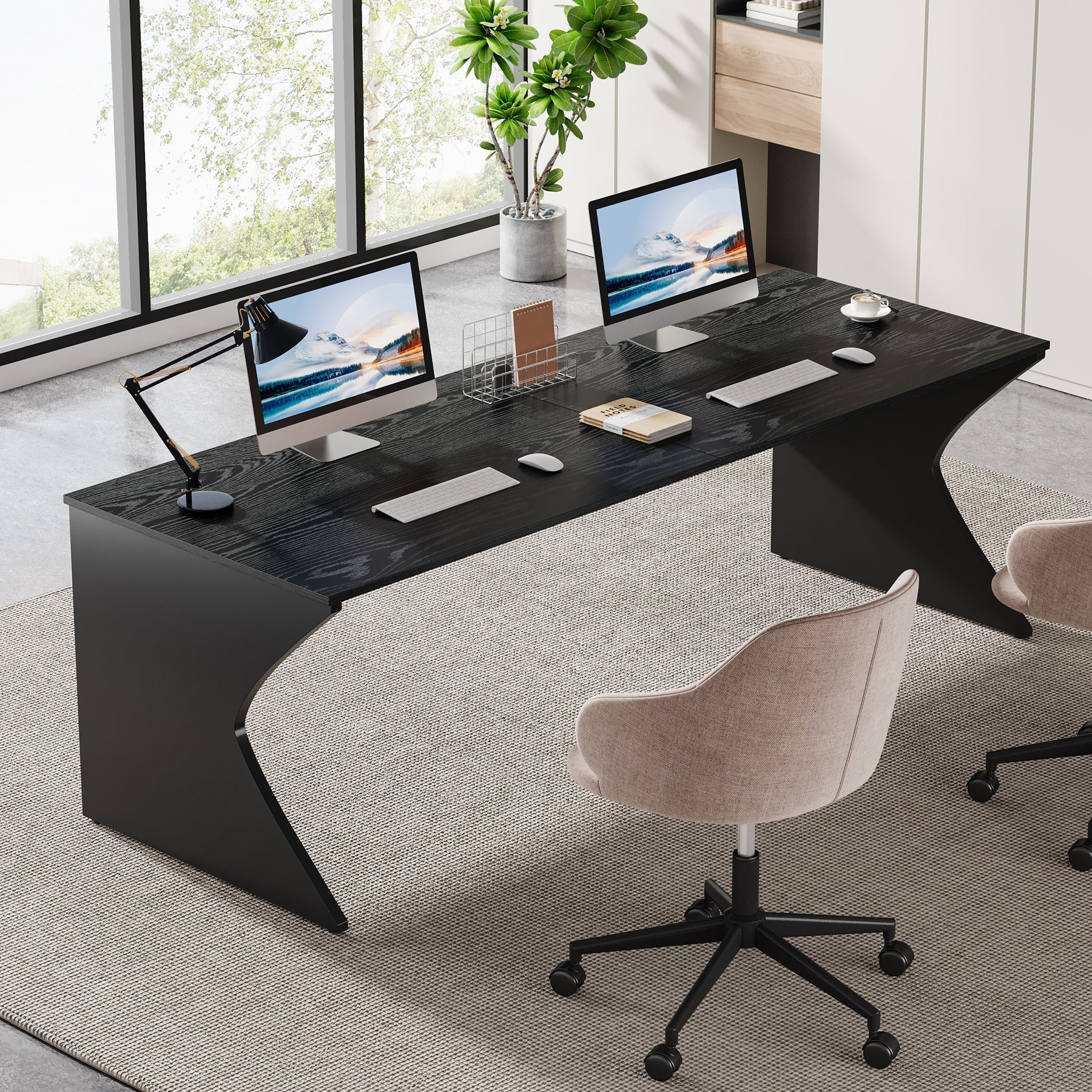 198 cm Two-Person Desk, Long Executive Computer Desk Writing Desk