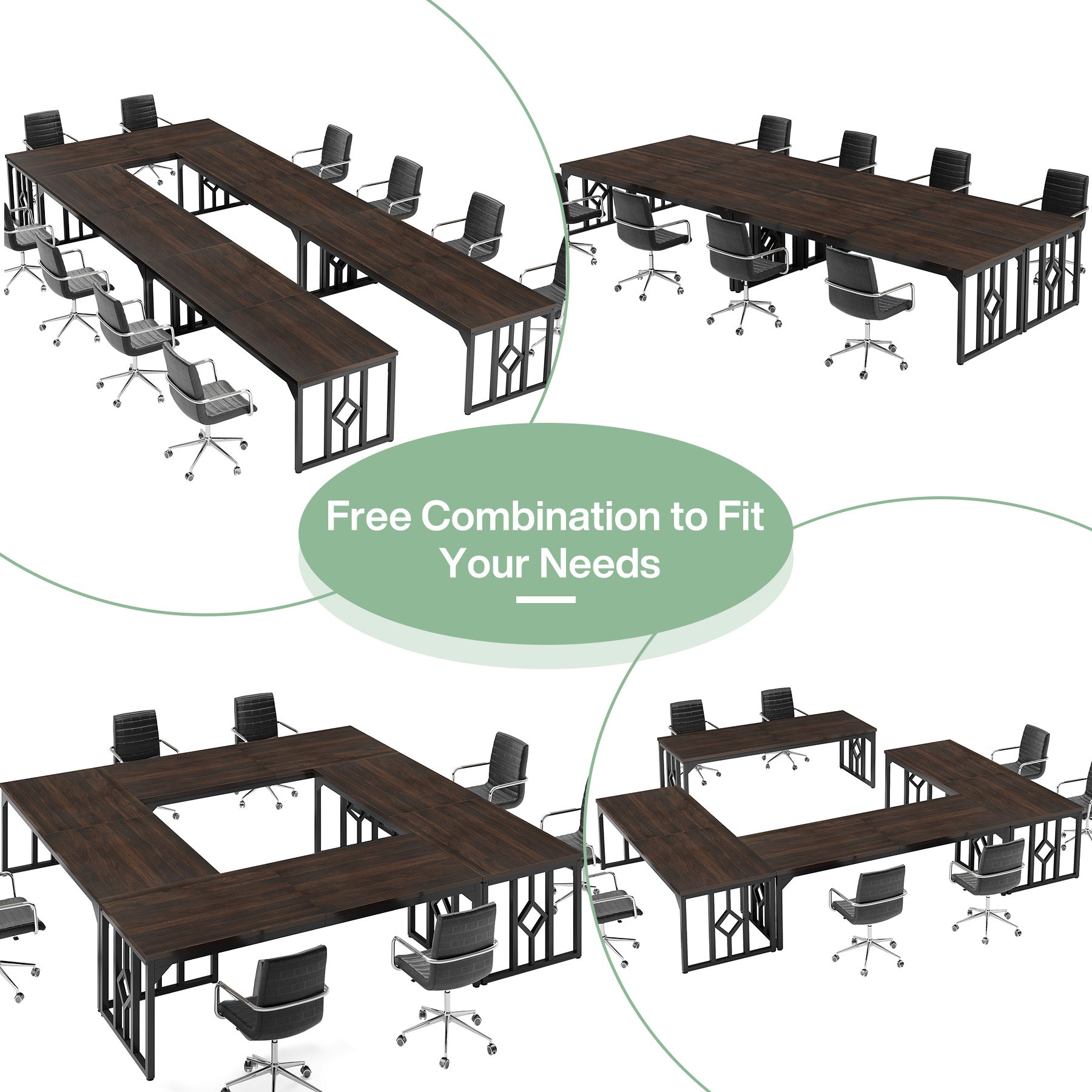 200 cm Conference Table, Large Meeting Room Table for 6-8 People with File Cabinet