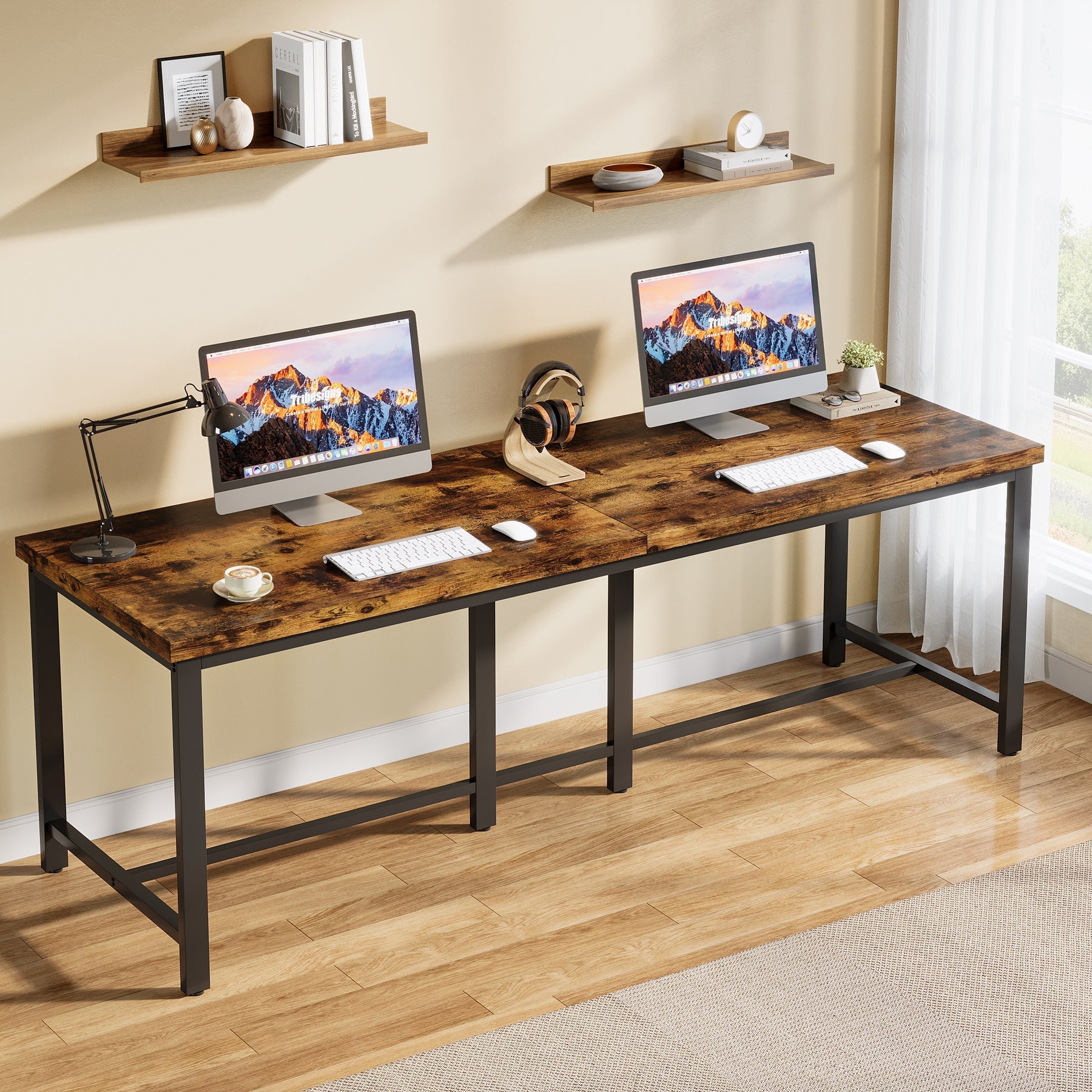 200 cm Two Person Desk, Double Computer Desk Study Writing Table