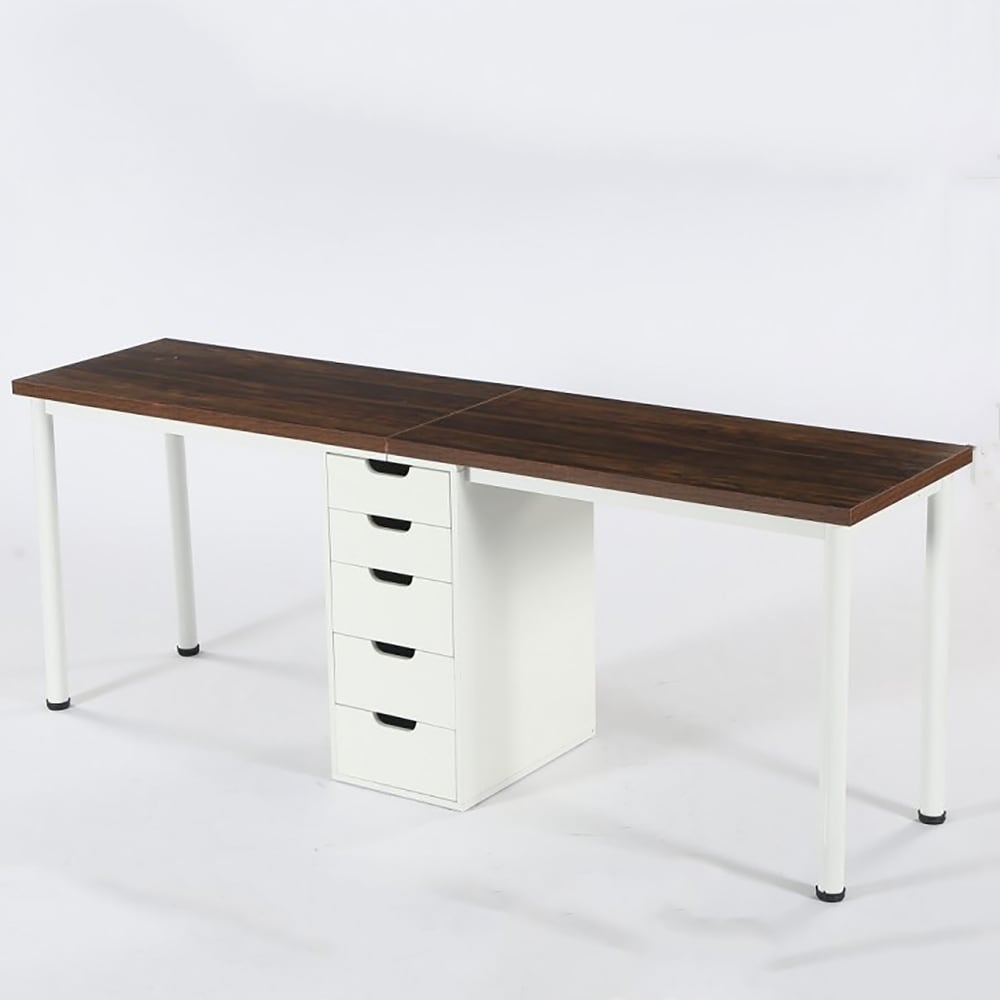 200 cm Two Person Desk, Long Computer Desk with 5 Drawers