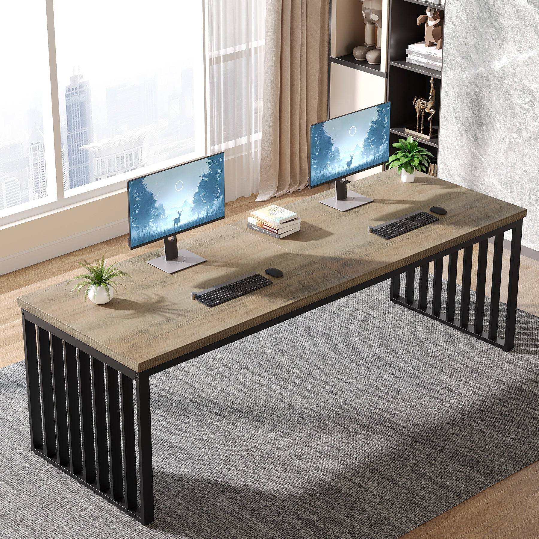 200 cm Two Person Desk, Long Executive Desk Double Computer Desk