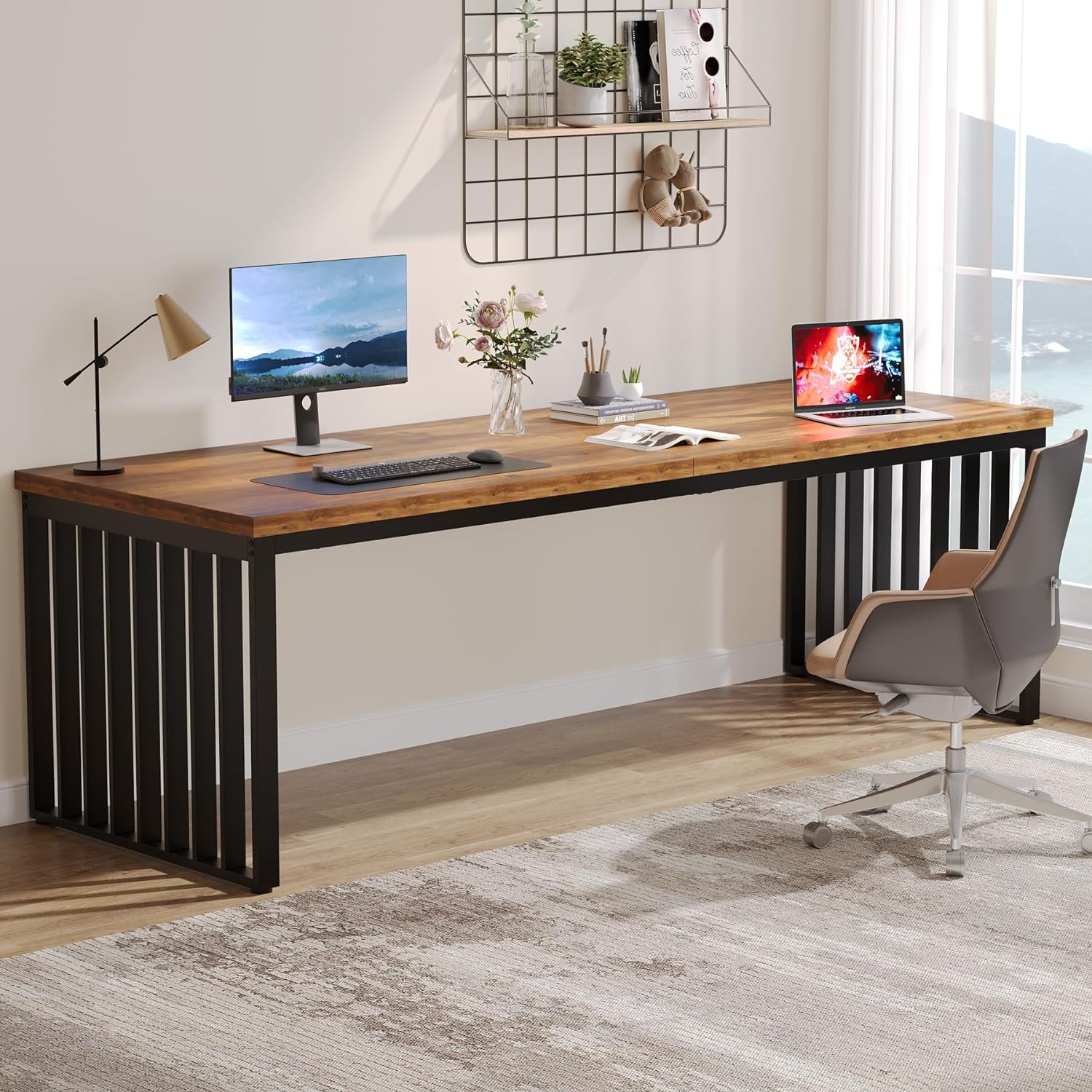 200 cm Two Person Desk, Long Executive Desk Double Computer Desk