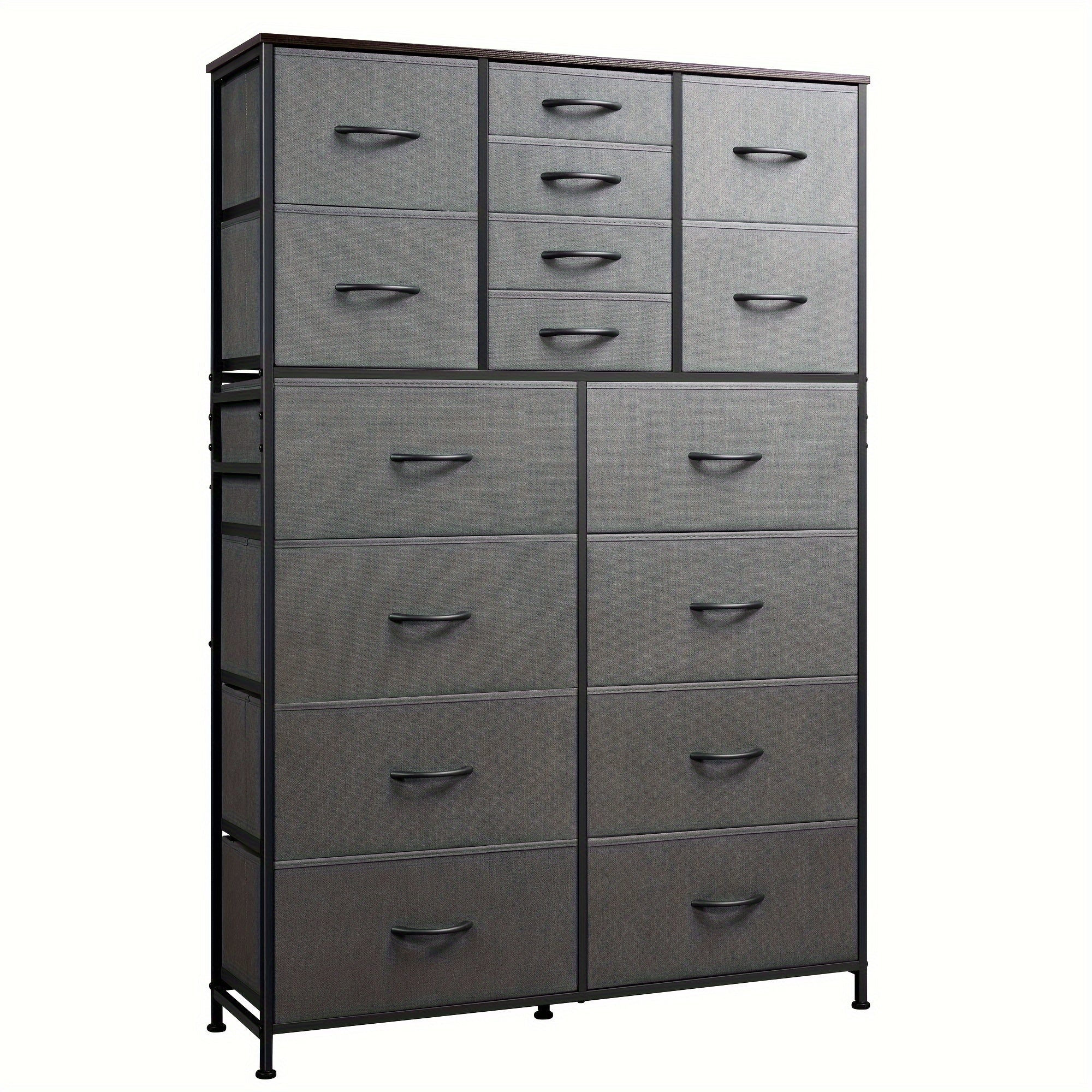 16 Drawers Dresser, Tall Dresser for Bedroom, Closet, Hallway, Storage Dresser Organizer unit, Large Dressers & Chests of Drawers with Fabric Bins