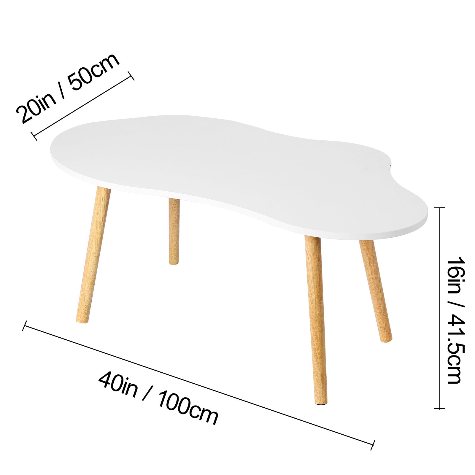 Modern Nordic-Inspired Coffee Table - White, Contemporary Cloud Design with Storage for Living Room & Small Apartments, Coffee Table for Living Room