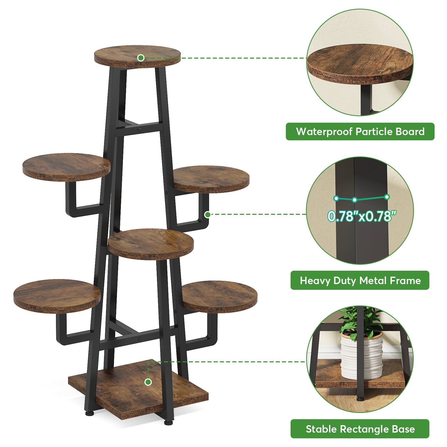 7-Tier Plant Stand, 110 cm Plant Pots Holder Rack Flower Stand