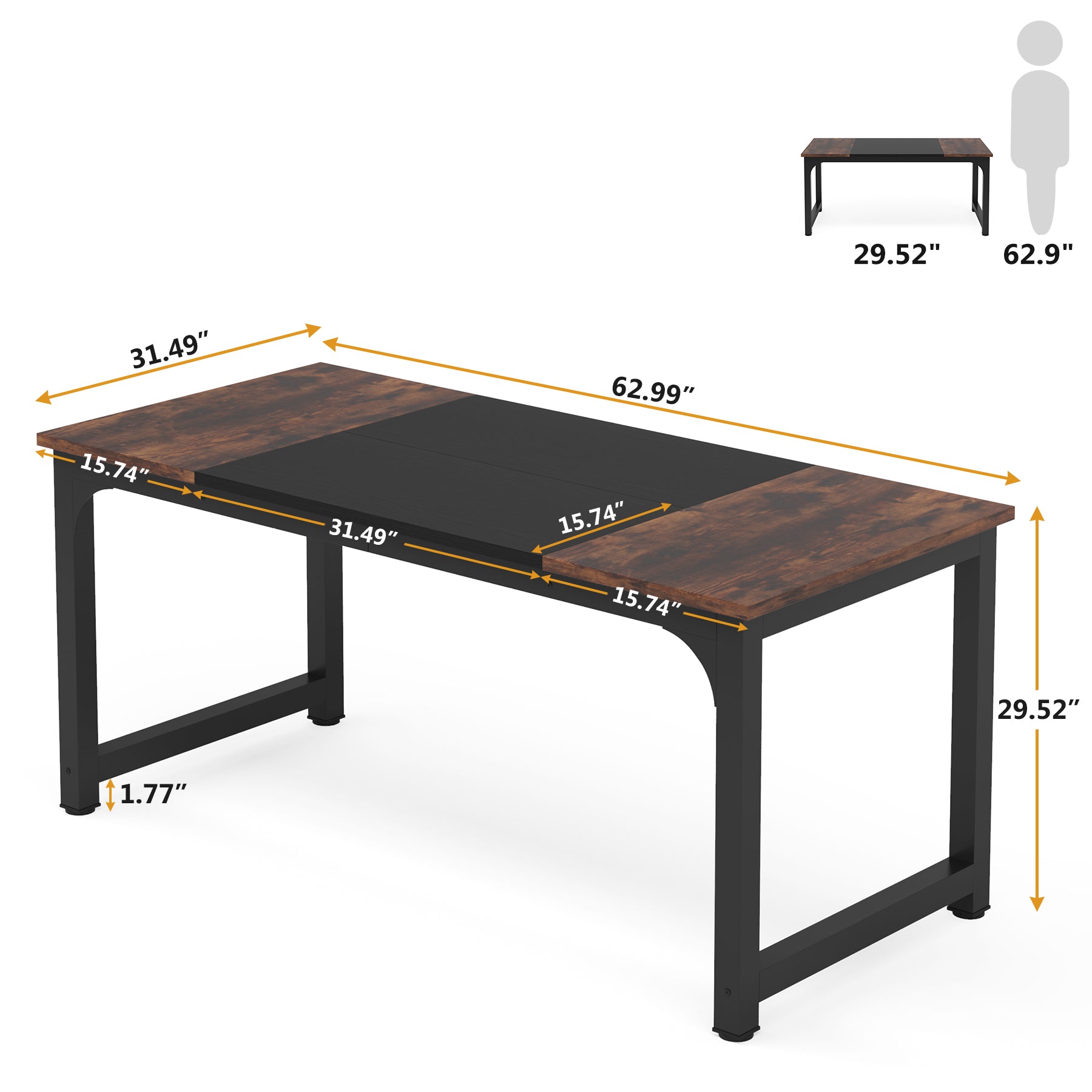 Simple Conference Table, Rectangular Meeting Table Computer Desk (Dimensions in cm)