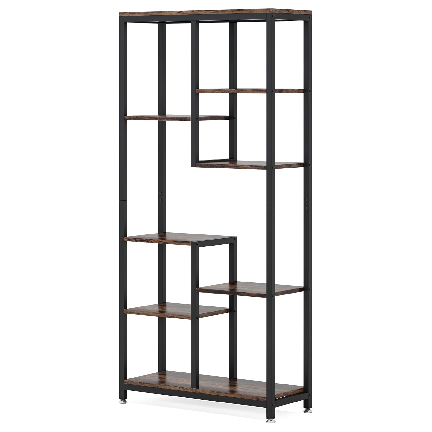 8-Shelf Bookshelf, Industrial Open Bookcase Storage Display Rack (Converted to cm)