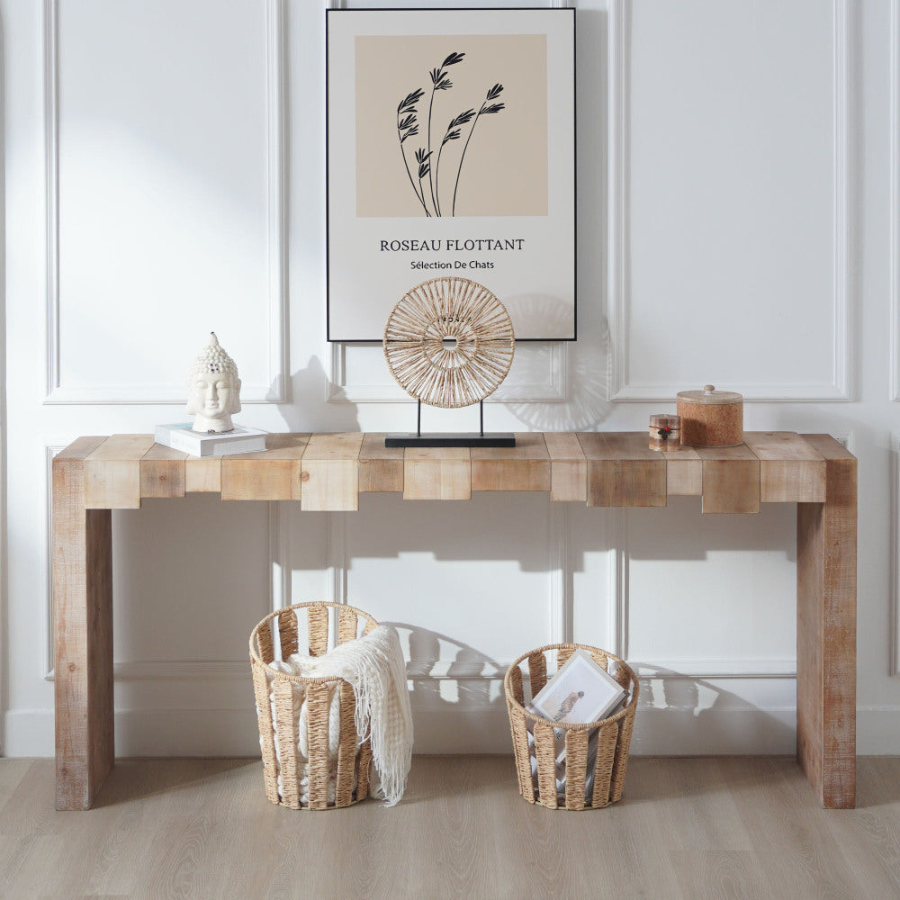 Rustic Modern Manufactured Wood Console Table with Step-Block Design (cm)