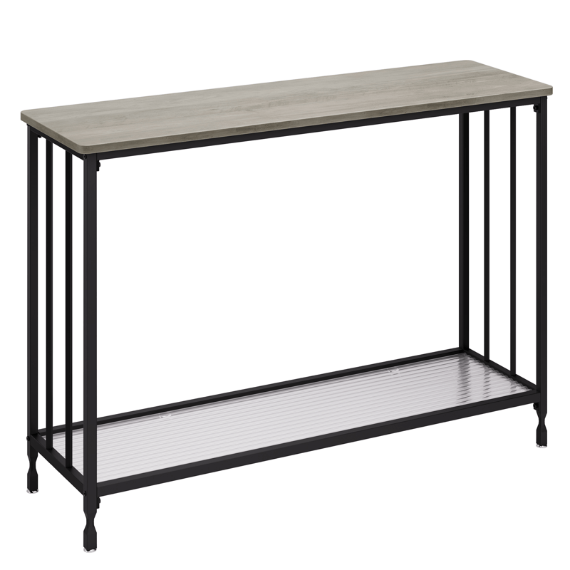 Console Table, Behind Couch Table, Industrial Hallway Table with Glass Shelf and Metal Frame, Narrow Entryway Table, Narrow Console Table, for Hallway, Living Room, Bedroom 105.5X30X81.0cm