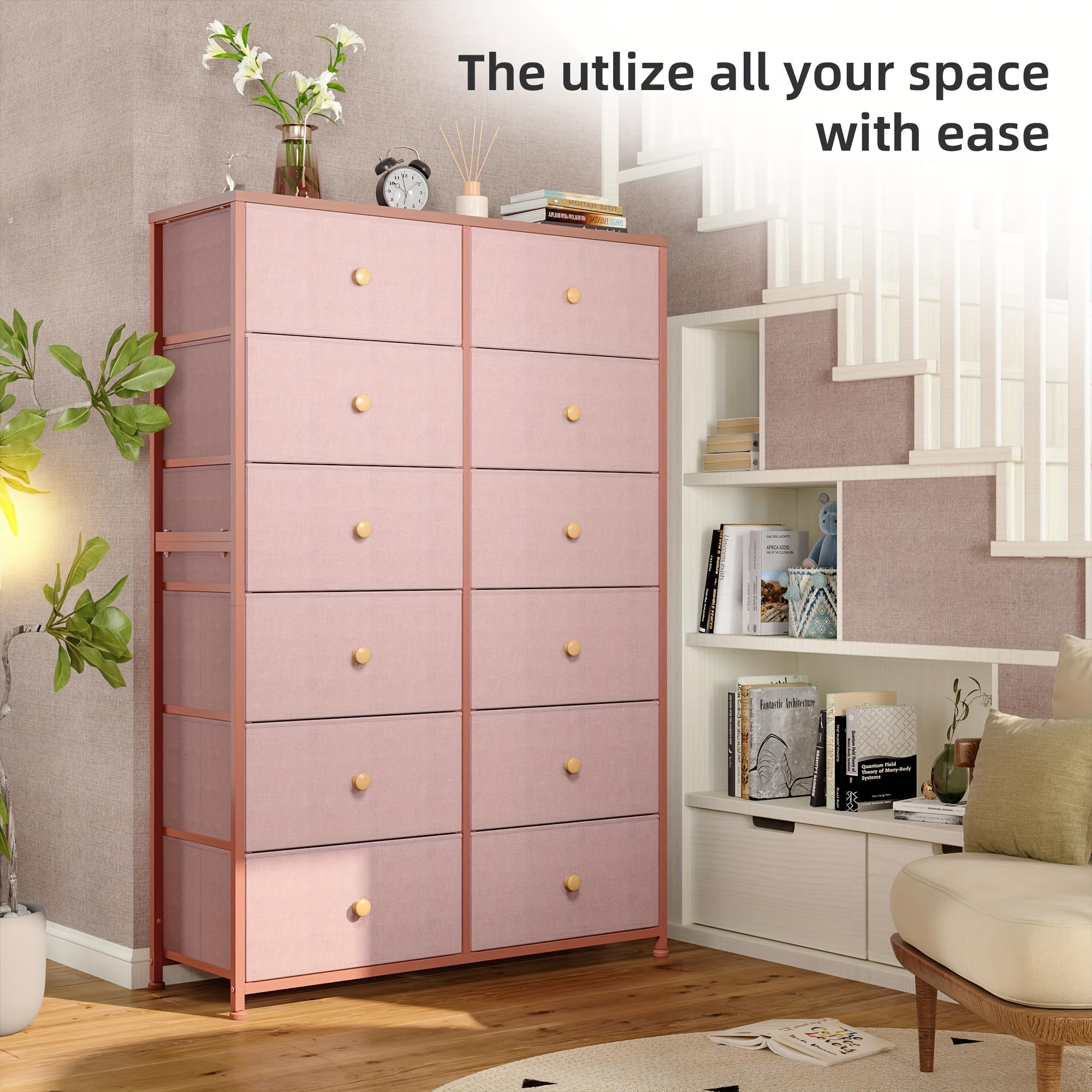 Tall Dresser For Bedroom, 12 Drawer Dresser For Bedroom, Fabric Dresser & Chest Of Drawers For Bedroom Dressers With 12 Large Drawers For Closet Living Room Entryway, 34.7"Dx11.8"Wx52.4"H Storage Drawer Units