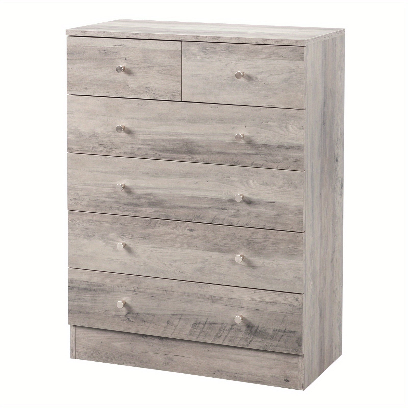 4/ 5/ 6 Drawer Dresser, Dresser Chest of Drawers for Bedroom, Wood Dresser with 2 Different-Sized Drawers, Rustic Grey Dresser for Living Room, Hallway, Home Office