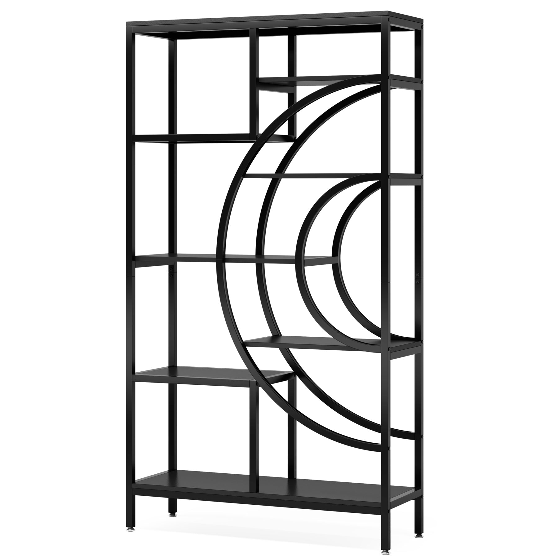 8-Tier Bookshelf, 180 cm Geometric Bookcase, Industrial Etagere Shelving Unit