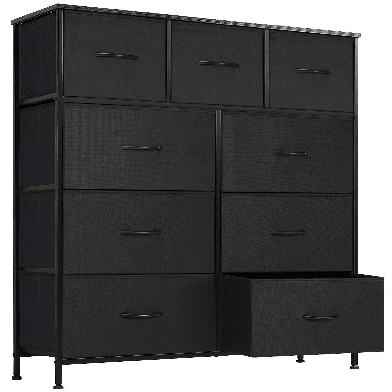 Dresser For Bedroom With 9 Drawers, Clothes Drawer Fabric Closet Organizer, Dresser With Metal Frame And Wood Tabletop, Chest Storage Tower For Room, Nursery, Living Room, Entryway