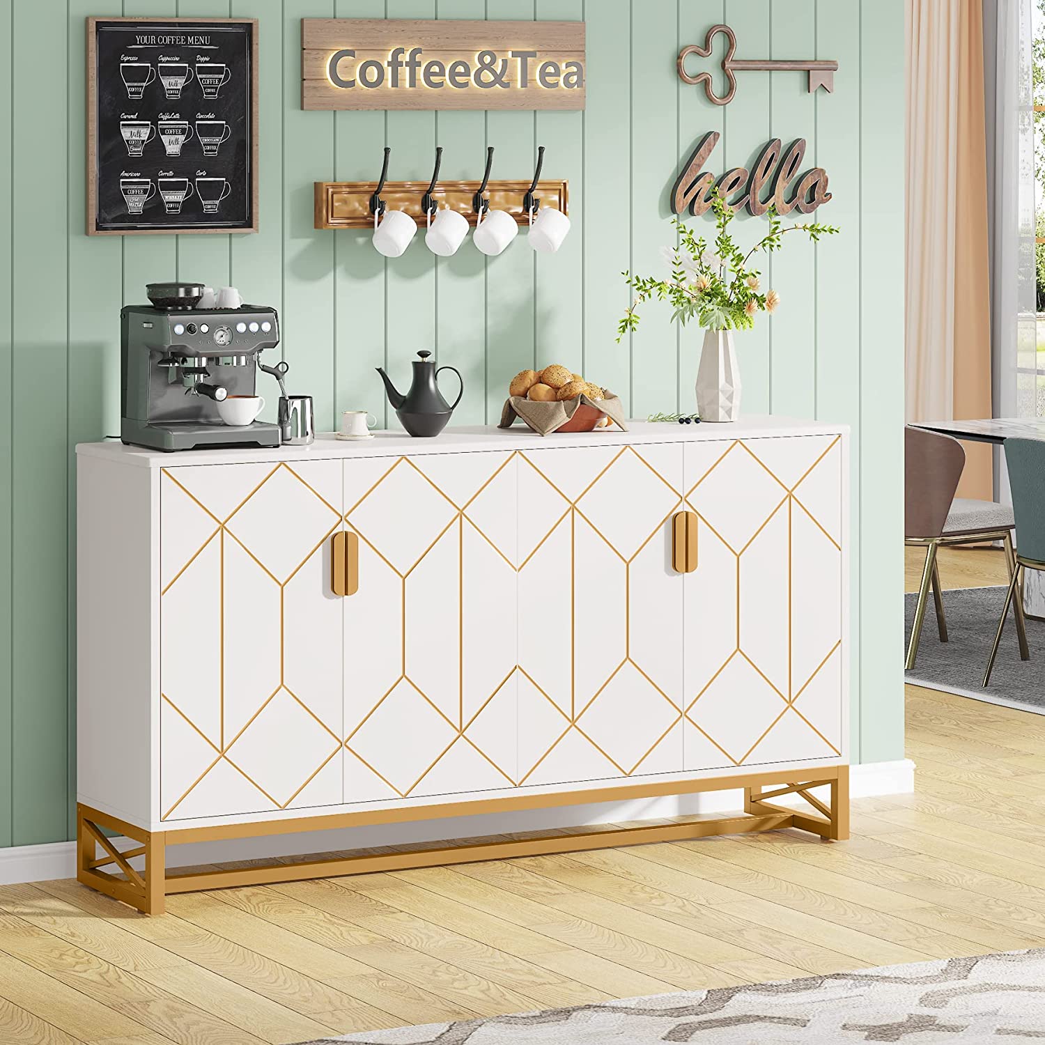 150 cm Modern Sideboard Buffet Kitchen Storage Cabinet with Doors