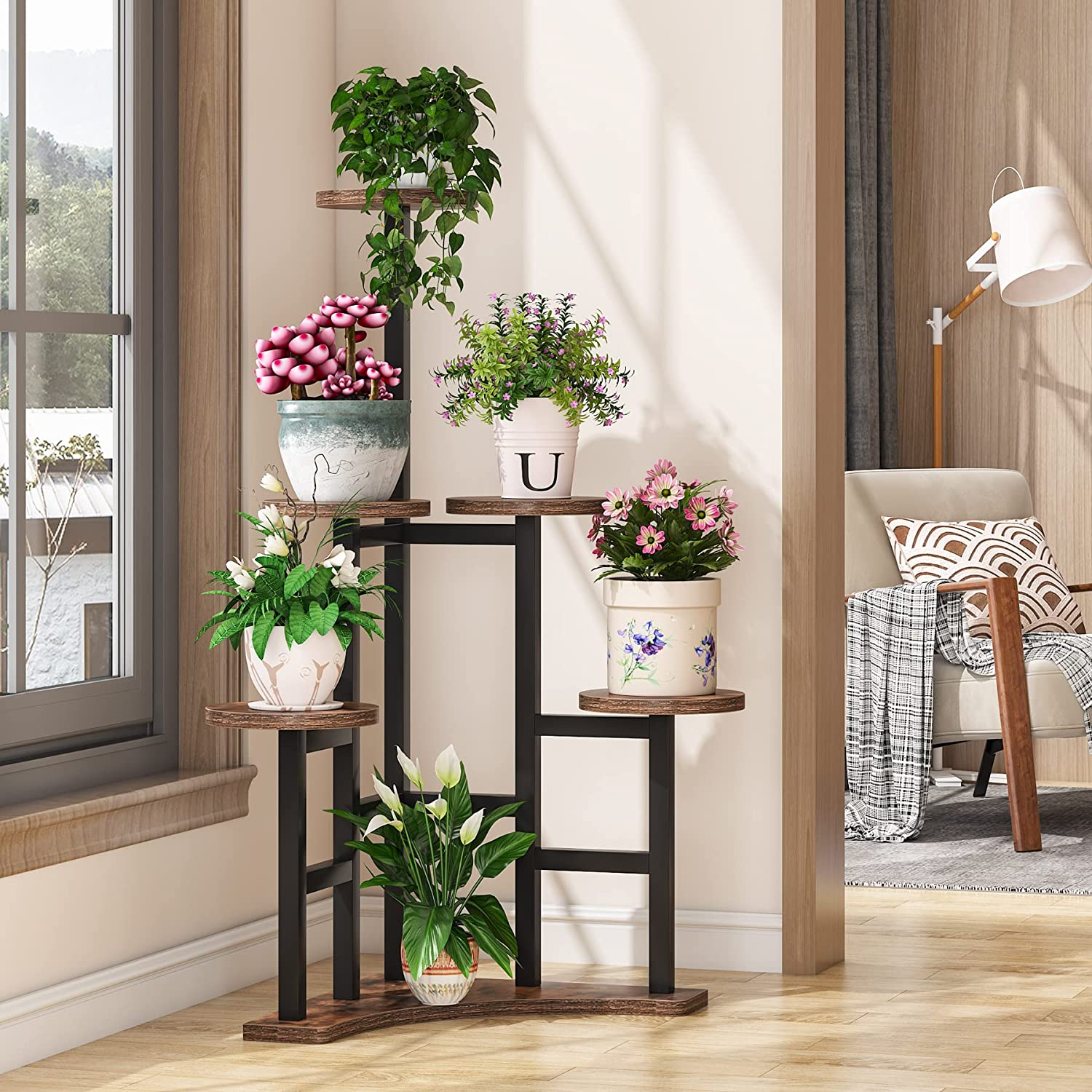 Corner Plant Stand Indoor, 6-Tiered Plant Shelf Flower Stand (cm)