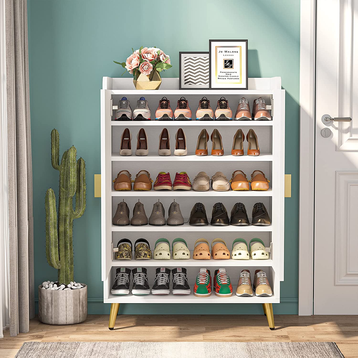 7-Tier Shoe Cabinet, Shoe Storage Organizer with Adjustable Shelves (cm)