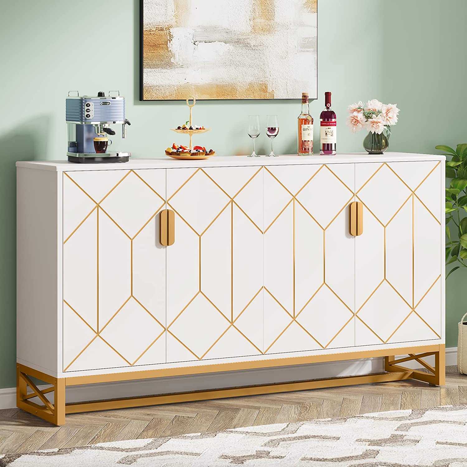 150 cm Modern Sideboard Buffet Kitchen Storage Cabinet with Doors