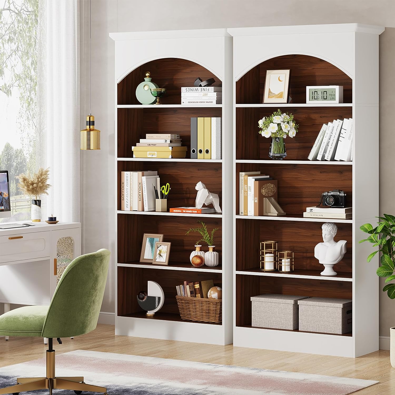 5-Shelf Bookcase, 180 cm Tall Bookshelf with Storage Shelves