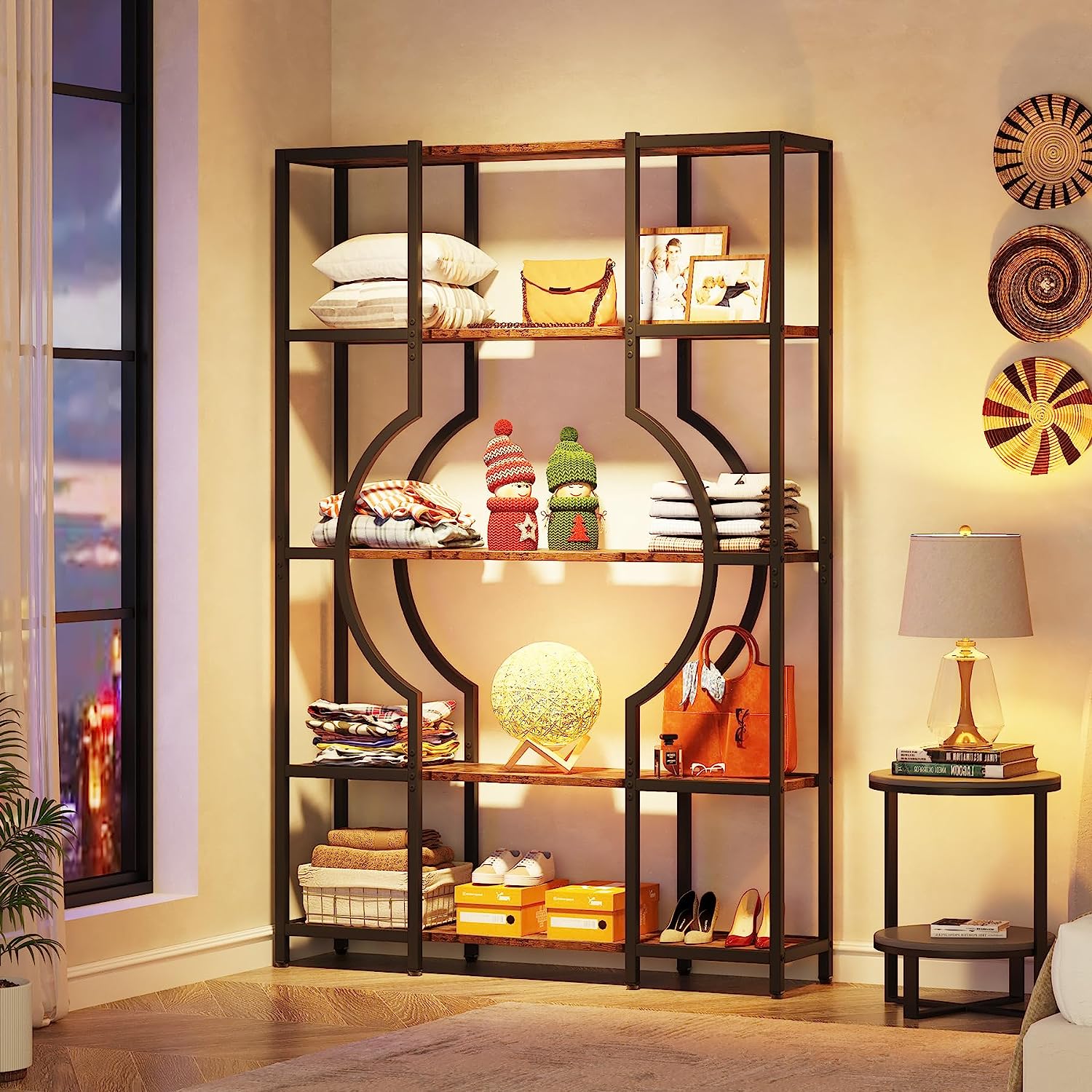 5-Tier Bookshelf, Industrial Bookcase Shelving Unit for Home Office (Converted to cm)