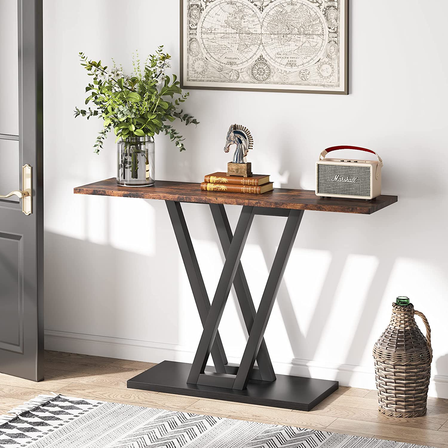 109.22 cm Console Table, Industrial Entryway Hallway Table