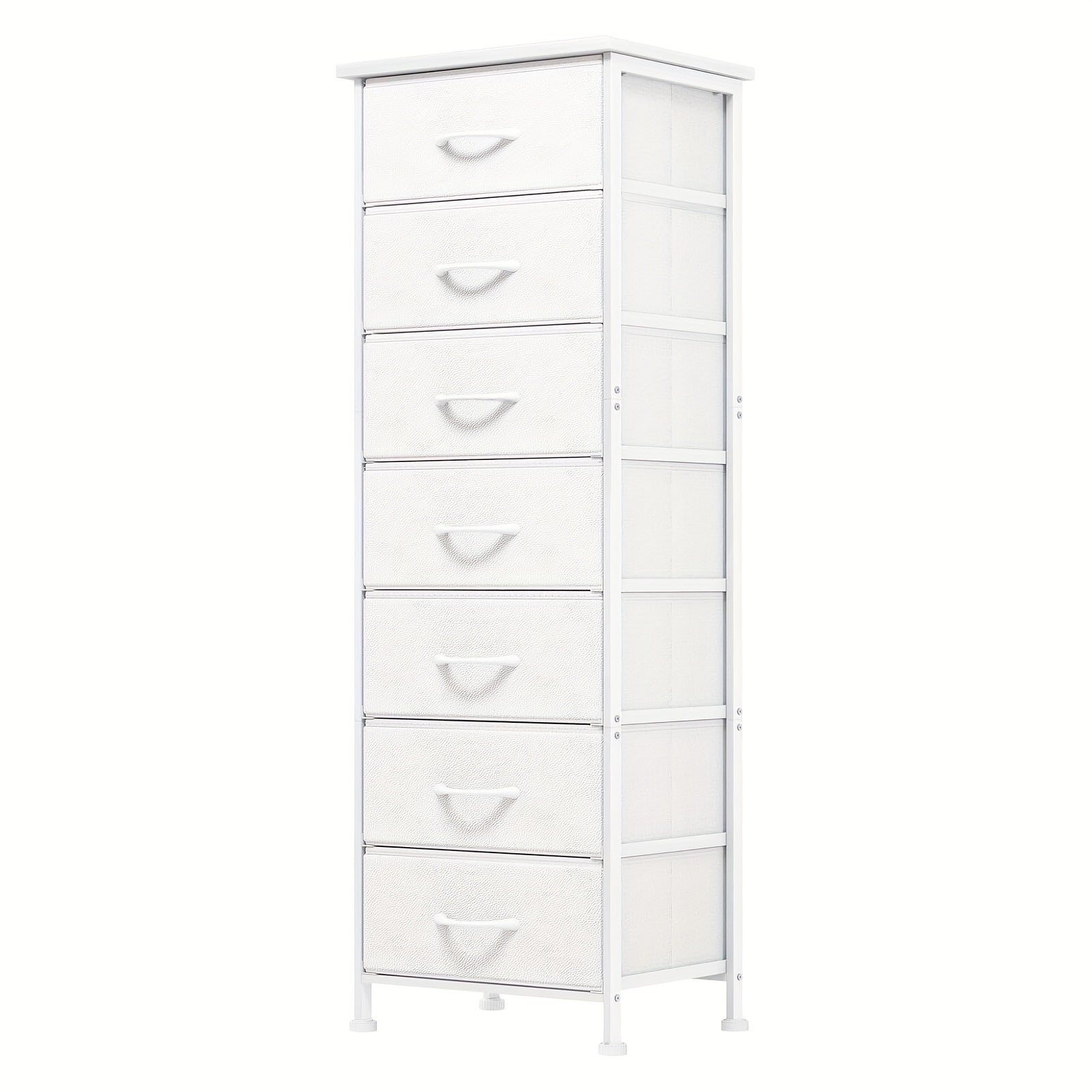 Tall Dresser For Bedroom, Storage Organizer With 7 Drawers, Vertical Bedside End Table For Bedroom, Sturdy Steel Frame, Nightstand Furniture, Chest Of Drawers For Closet